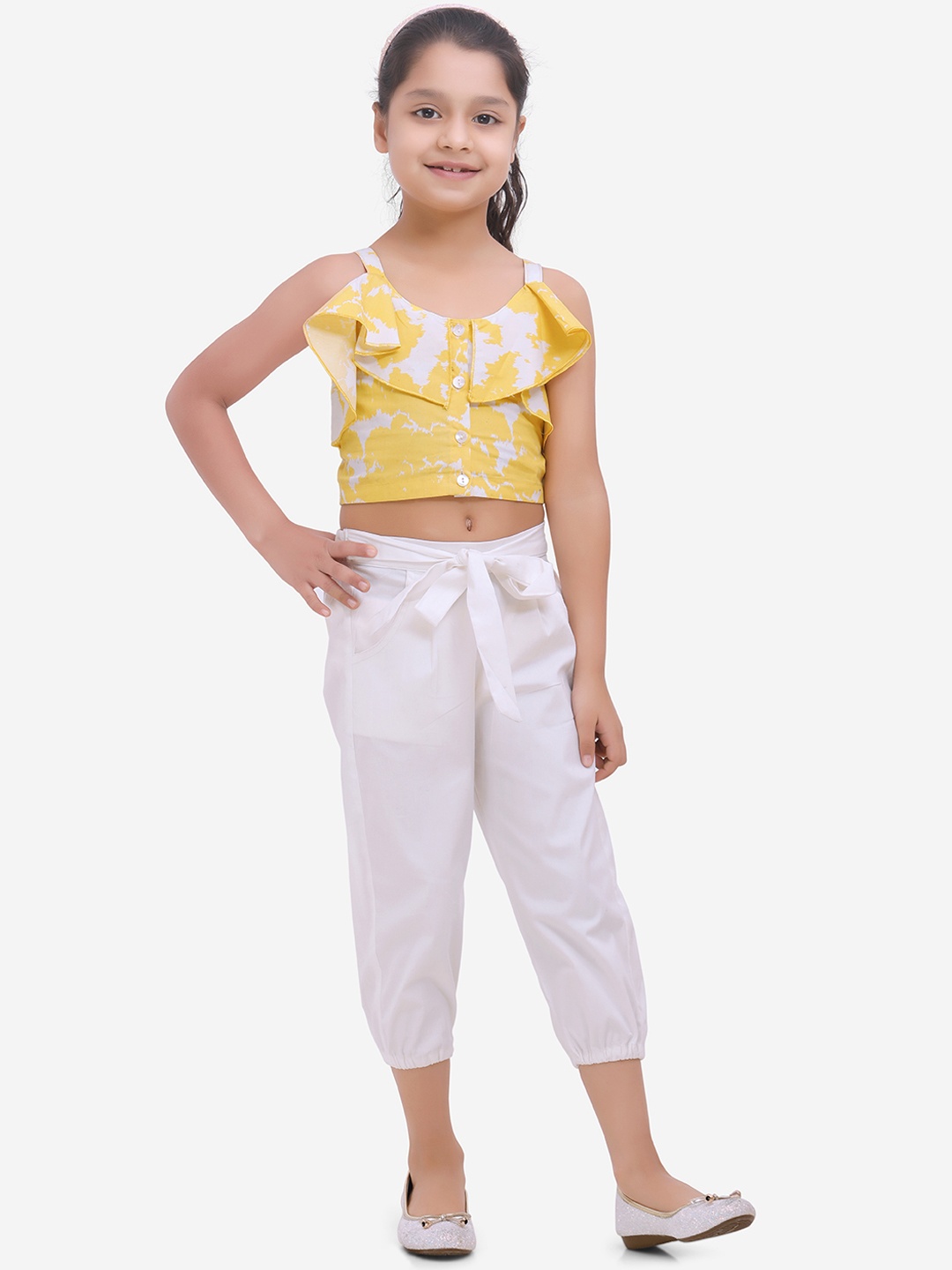 

Fairies Forever Girls Yellow & White Printed Top with Trousers