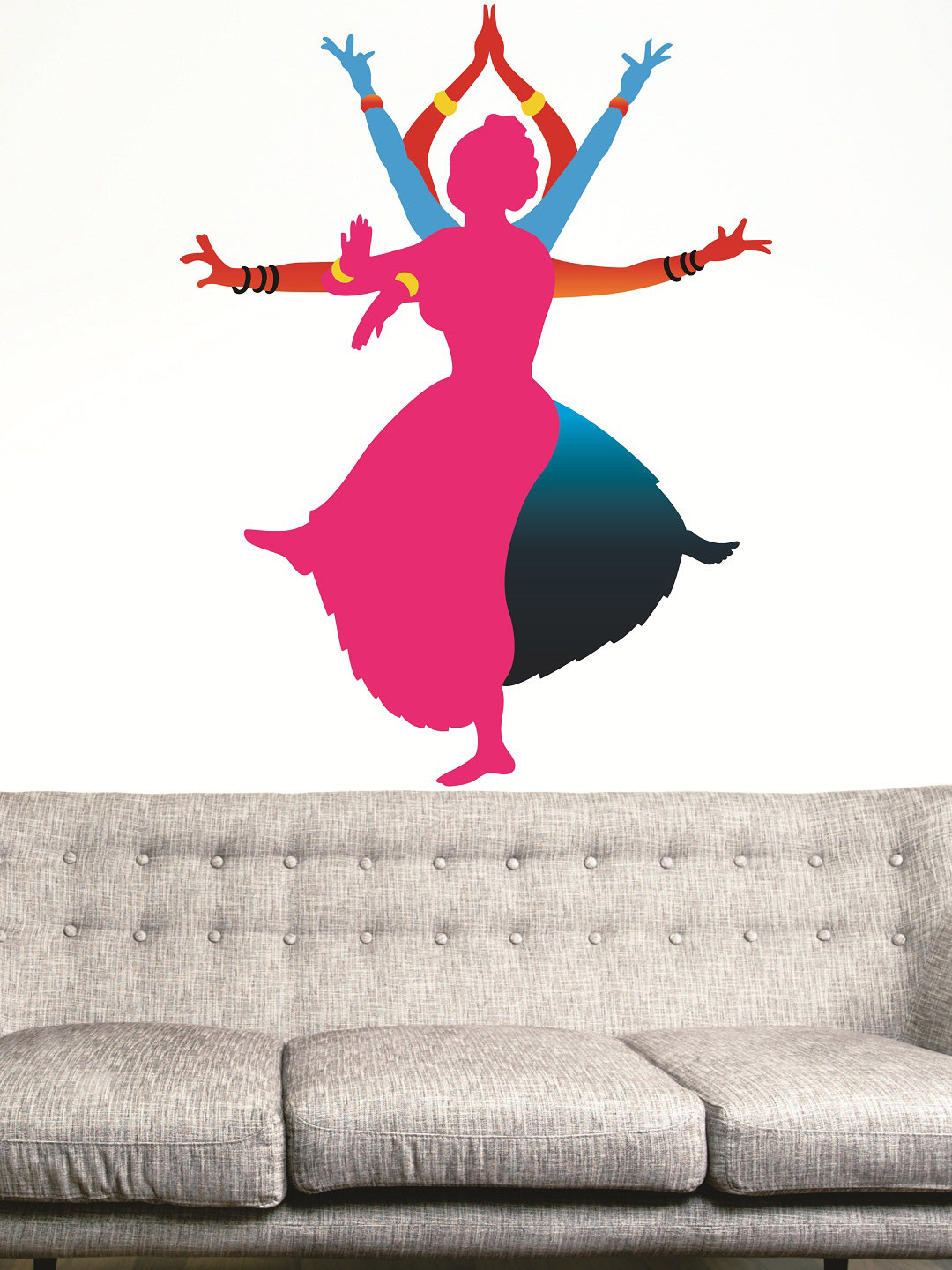 

WALLSTICK Pink & Blue Dancing Ladies Large Vinyl Wall Sticker