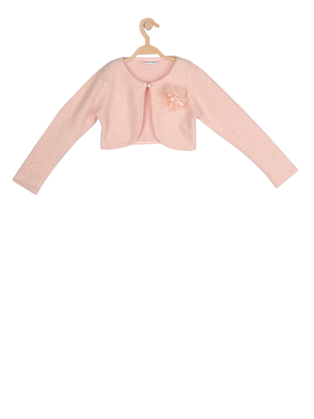 

Peppermint Girls Pink Self Design Open Front Shrug