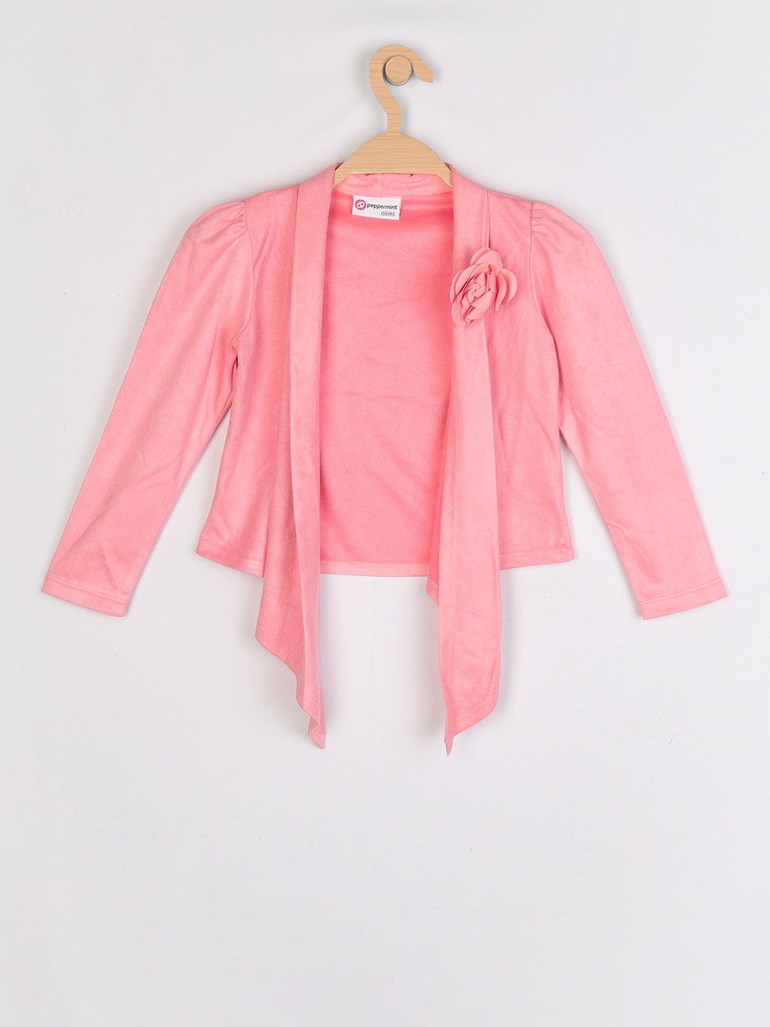 

Peppermint Girls Pink Solid Open Front Shrug
