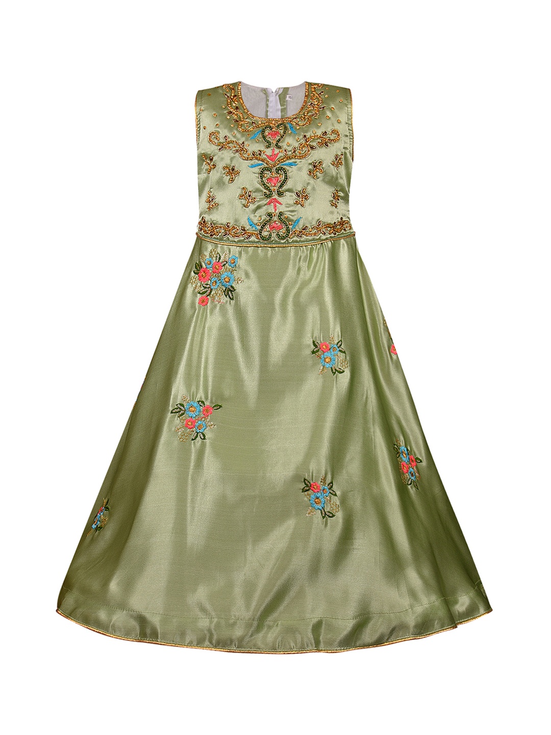 

Wish Karo Girls Green Embellished Maxi Dress