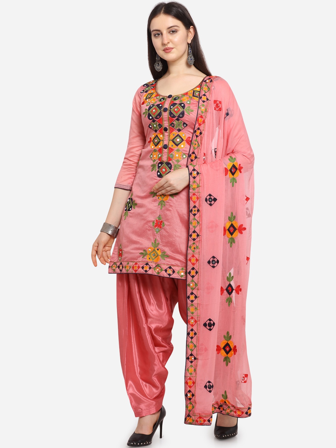 

Ethnic Junction Rose Silk Blend Unstitched Dress Material