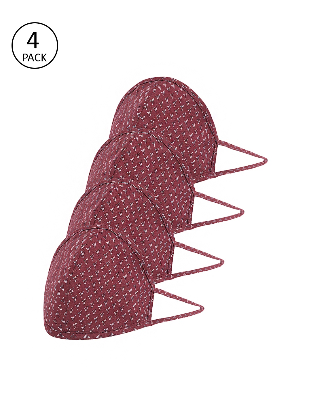 

Richlook Adults Pack of 4 Black Printed 2 Ply Reusable Masks, Maroon