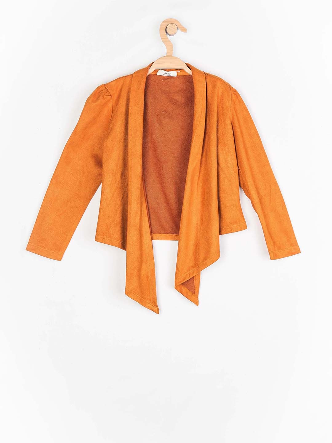 

Peppermint Girls Mustard Yellow Solid Open Front Shrug