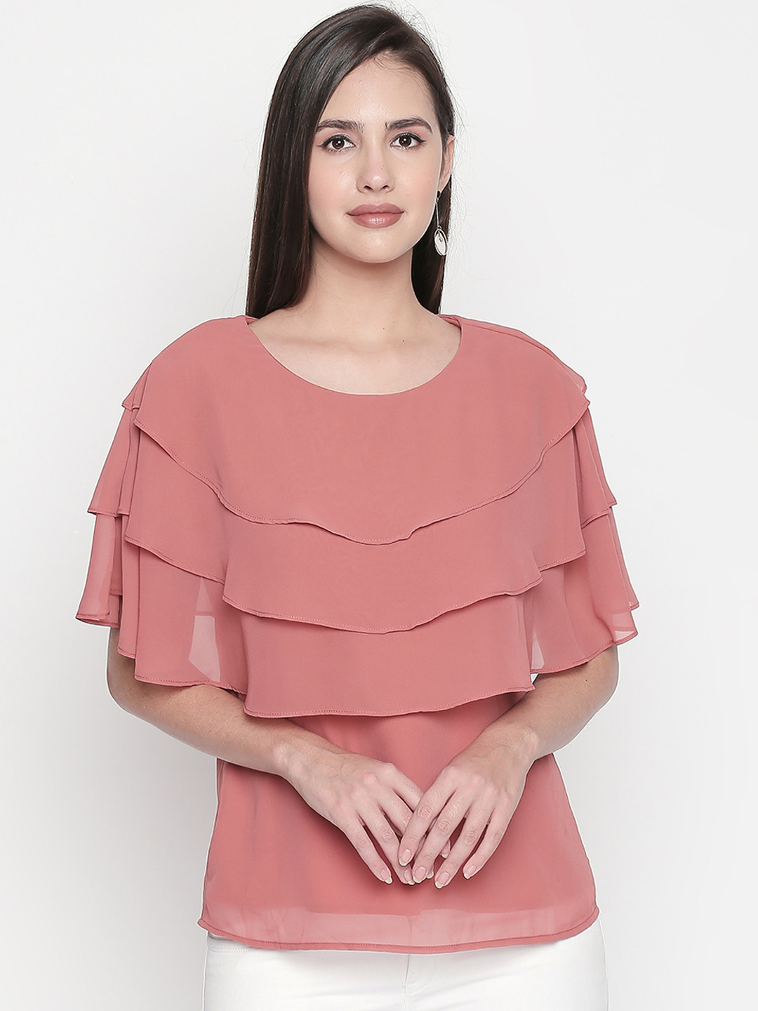 

Annabelle by Pantaloons Women Peach-Coloured Solid Top