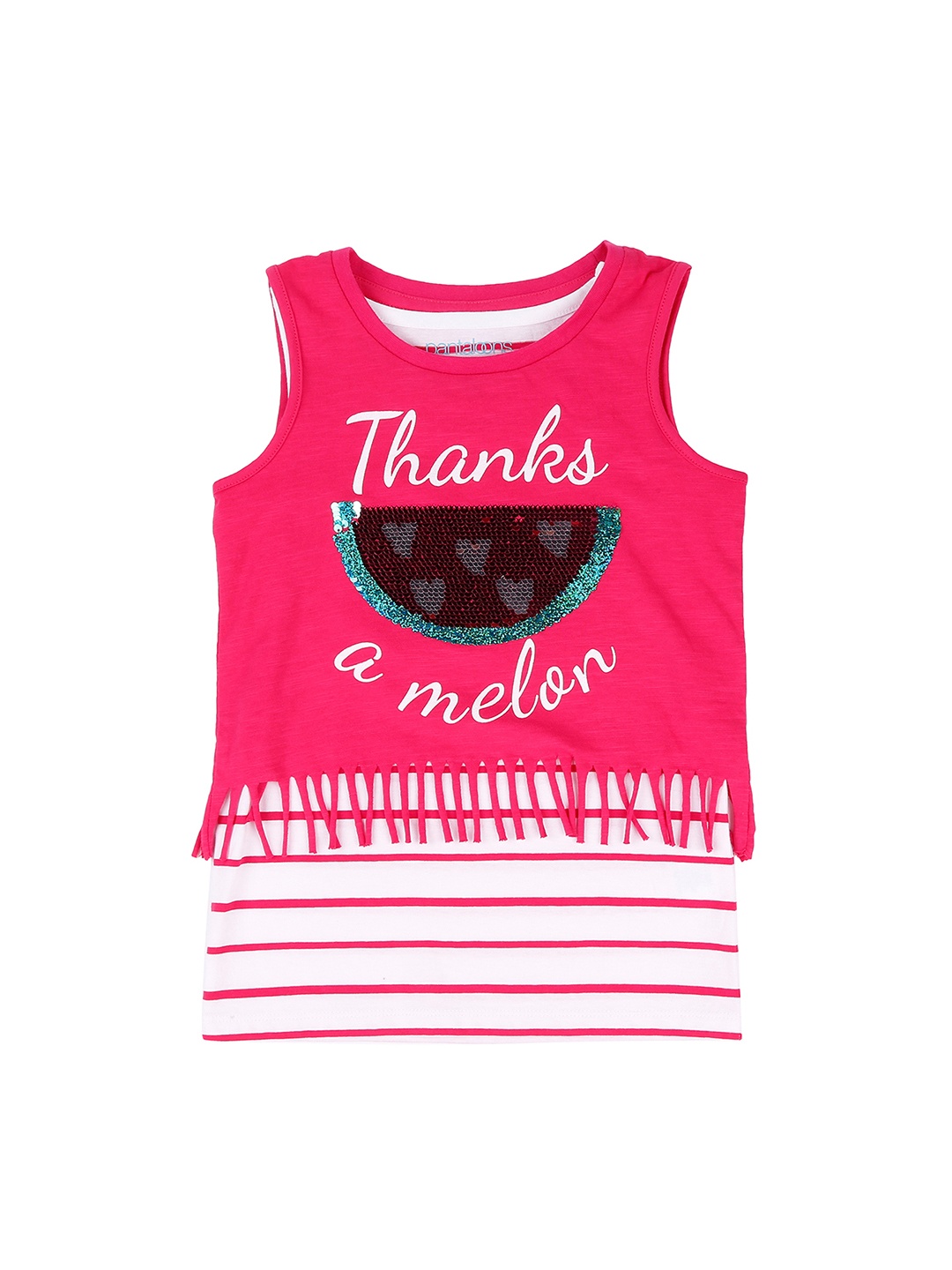 

Pantaloons Junior Girls Pink Printed Round Neck Pure Cotton T-shirt
