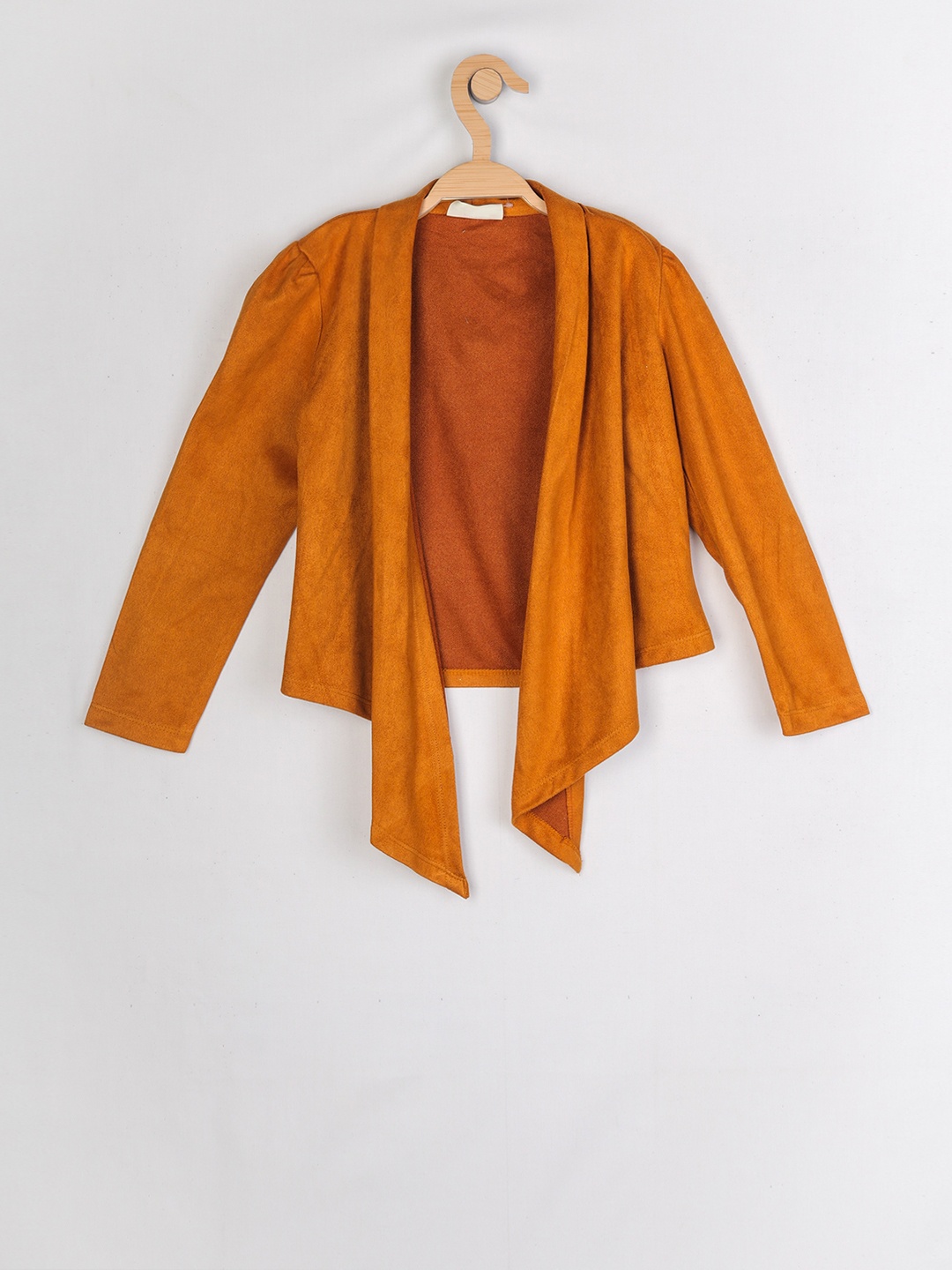 

Peppermint Girls Mustard Yellow Solid Open Front Shrug