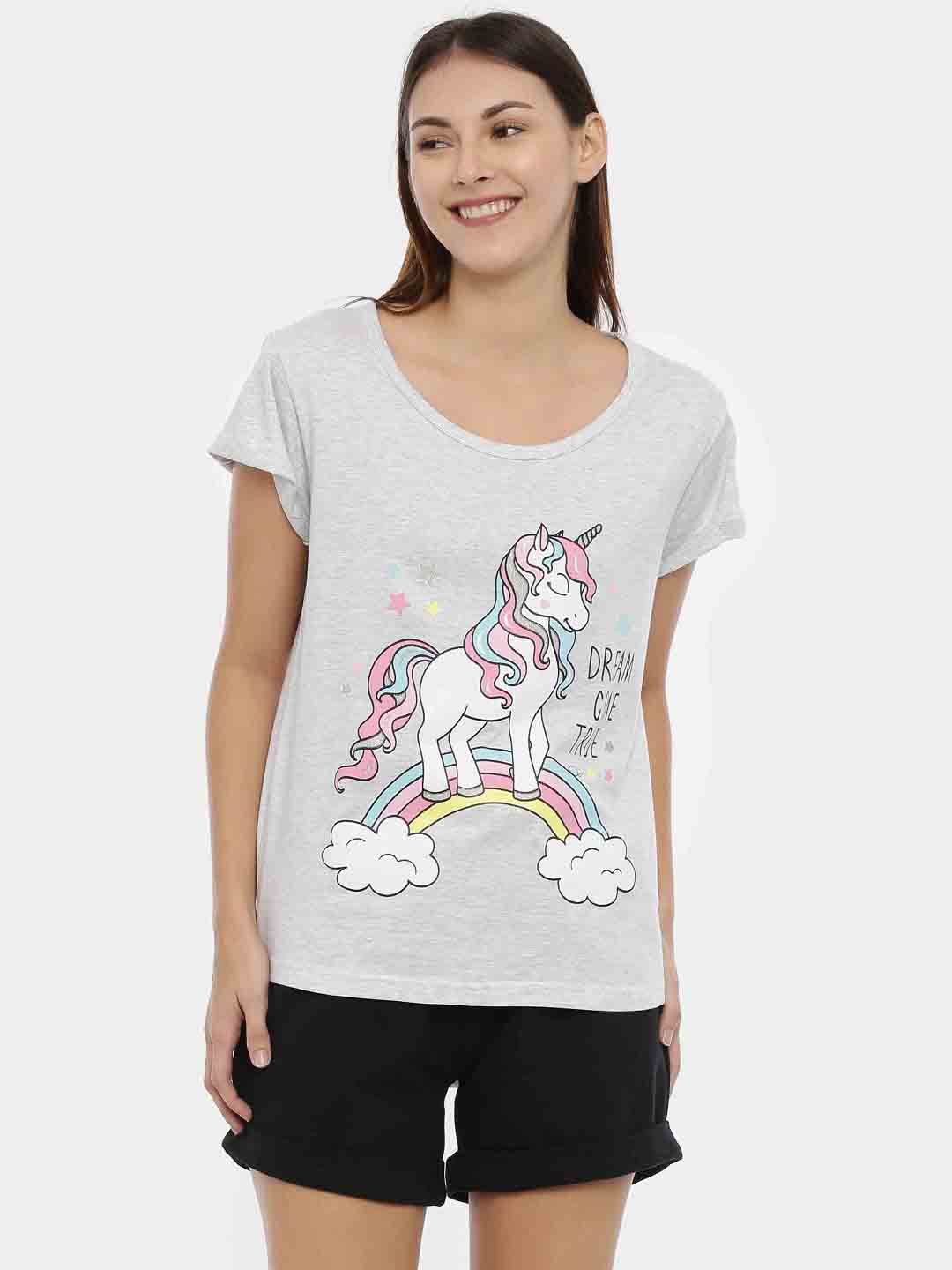 

Snarky Gal Women Grey & Black Printed Night suit