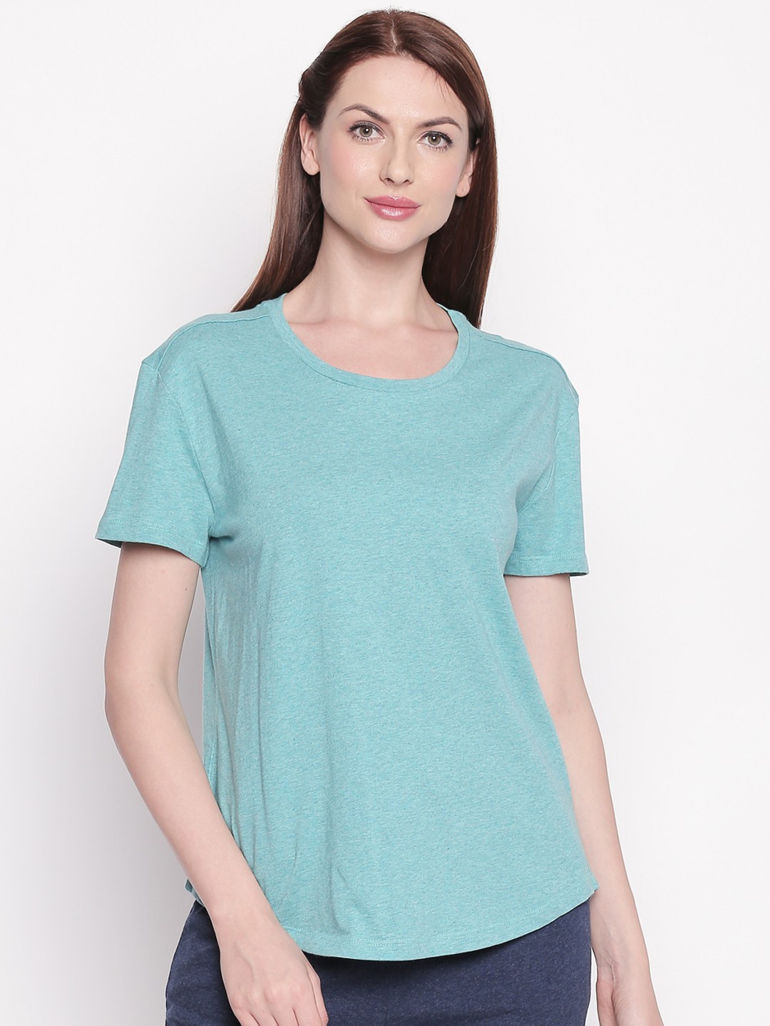 

Dreamz by Pantaloons Women Teal Blue Solid Lounge T-Shirt