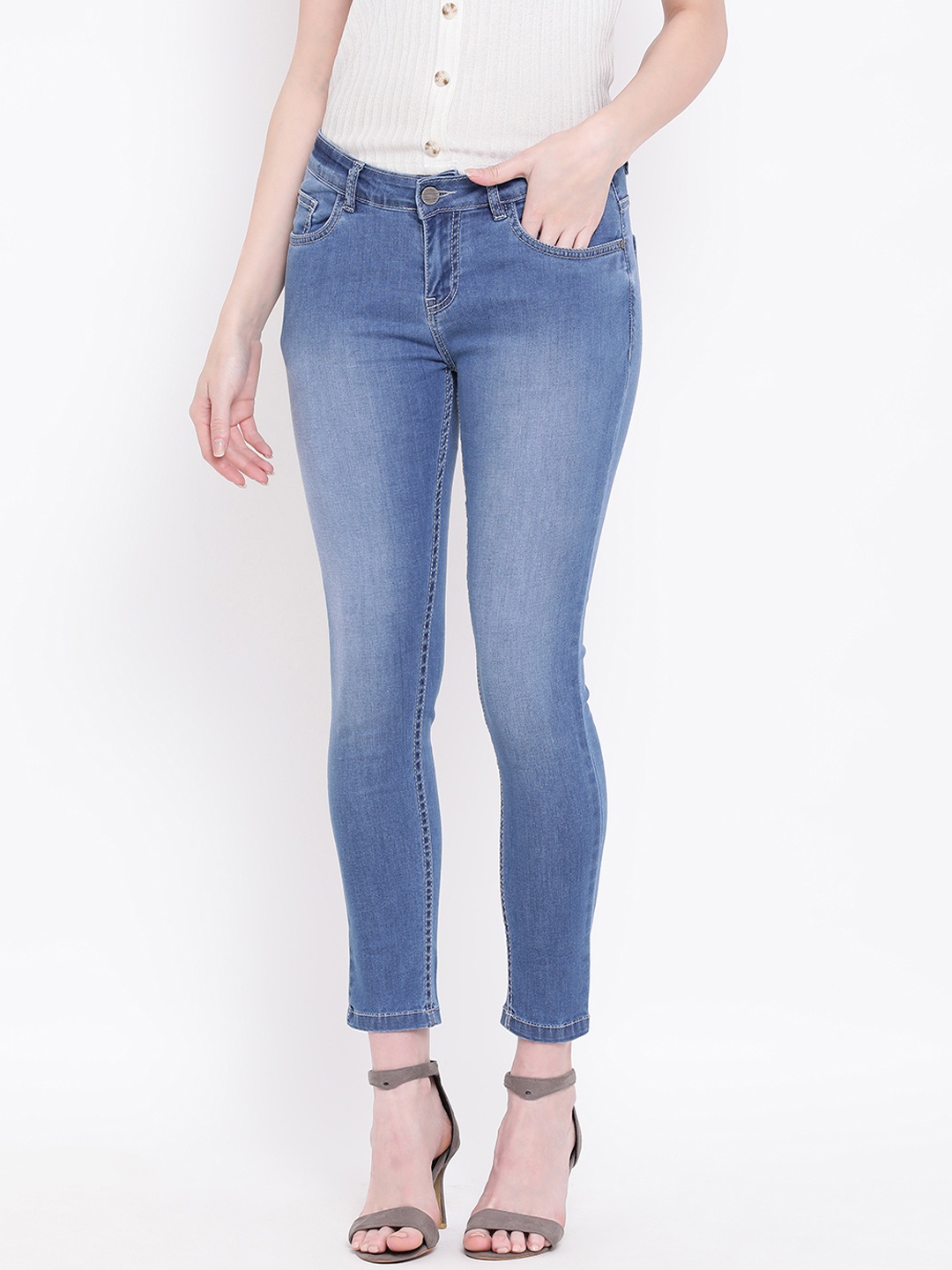 

Crimsoune Club Women Blue Super Skinny Fit Mid-Rise Clean Look Jeans