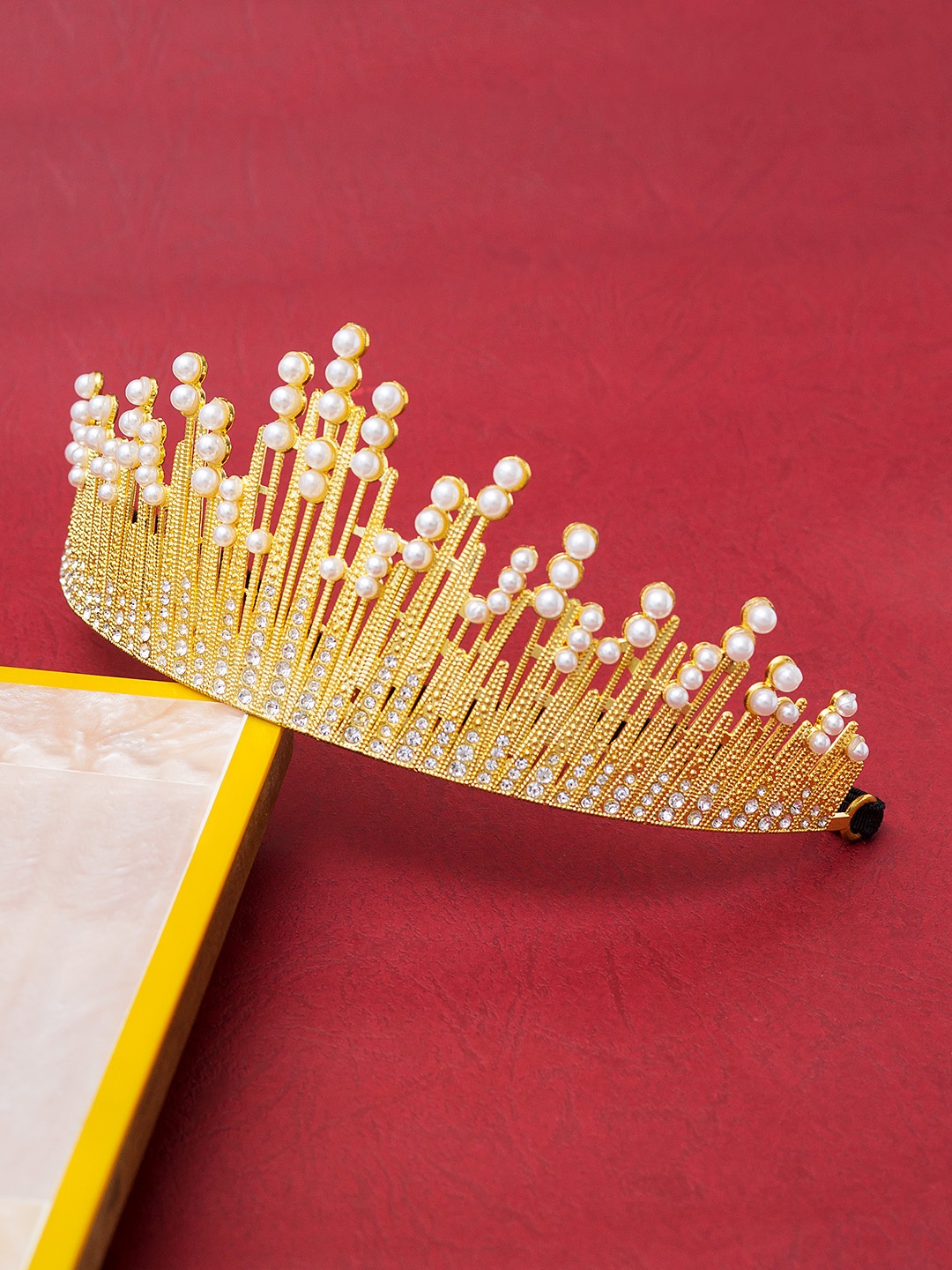 

Golden Peacock Women Gold-Toned Beaded Tiara