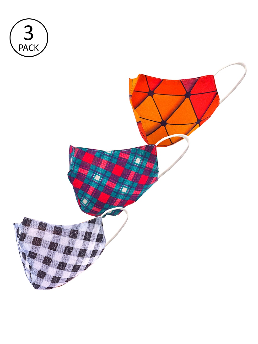 

LEGAL BRIBE Unisex 3 Pcs 3 Ply Printed Reusable Cloth Masks, Multi