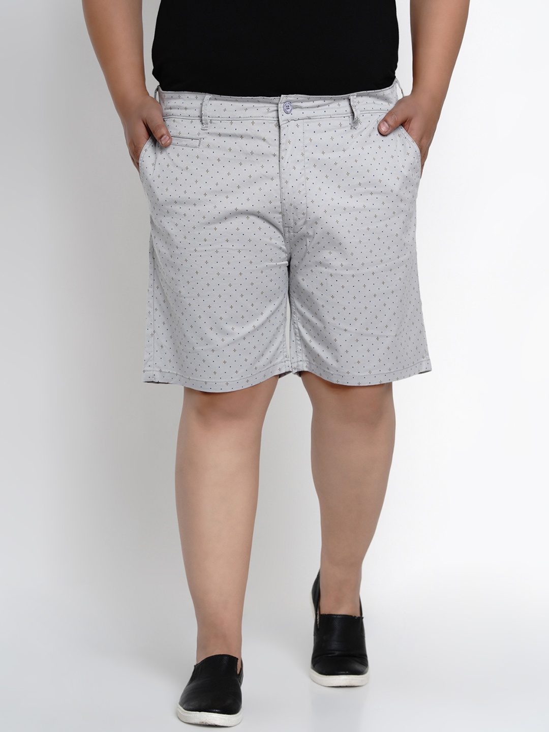 

John Pride Men Grey Printed Regular Fit Chino Shorts