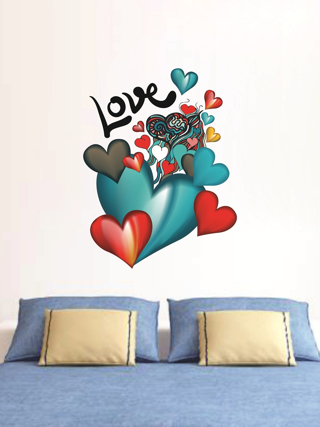 

WALLSTICK Teal Blue & Red Love Large Vinyl Wall Sticker