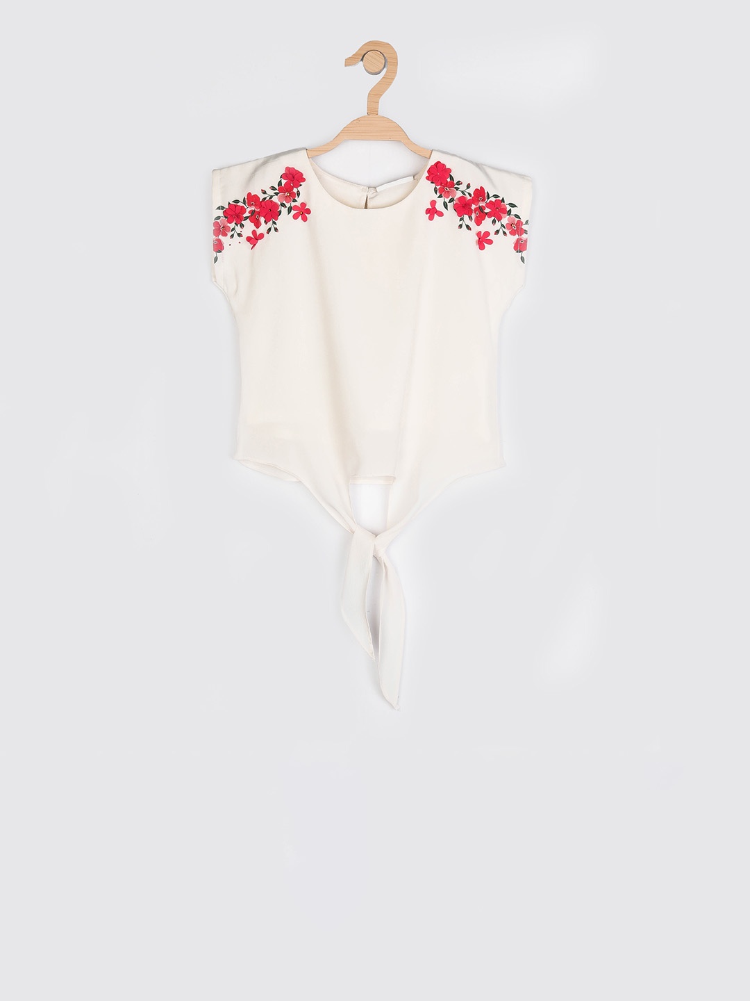 

Peppermint Girls White Floral Printed Top