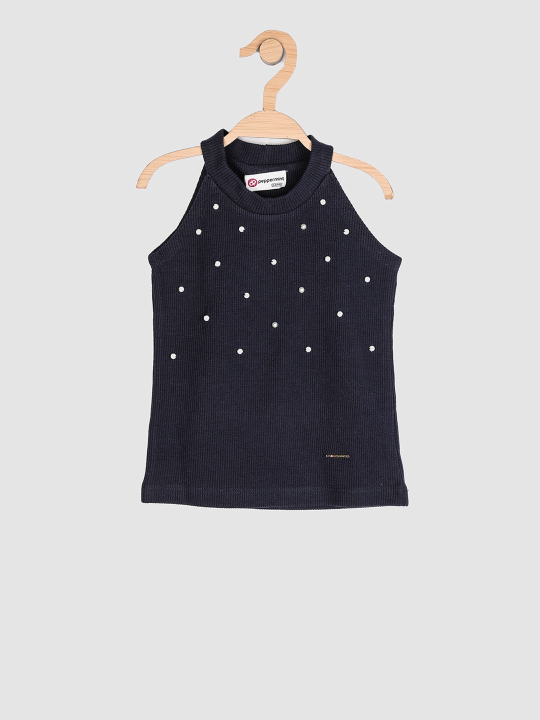 

Peppermint Girls Navy Blue Embellished Tank Top