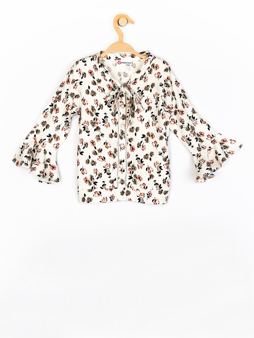 

Peppermint Girls White & Pink Printed Shirt Style Top