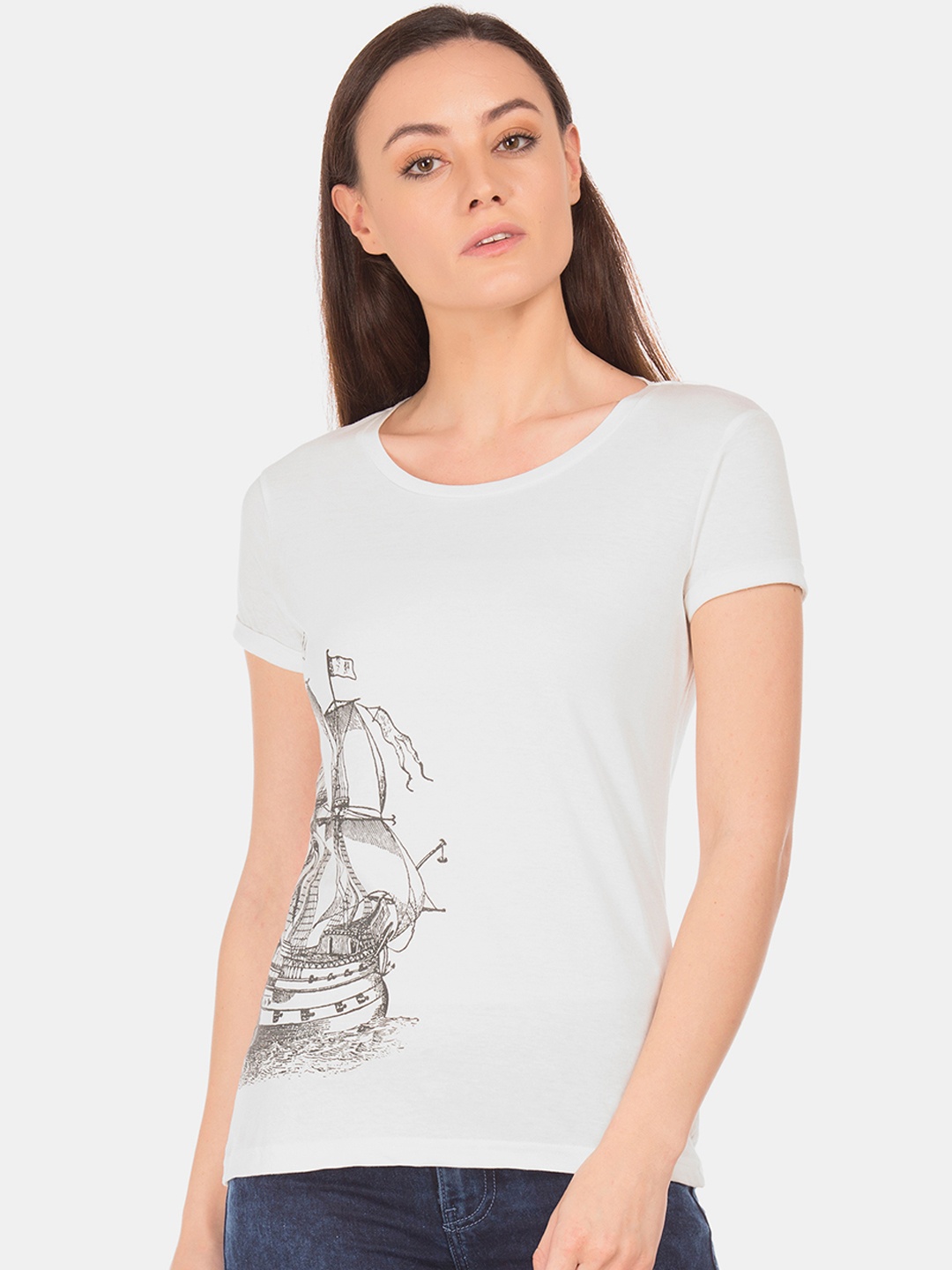 

Cherokee Women White Printed Top