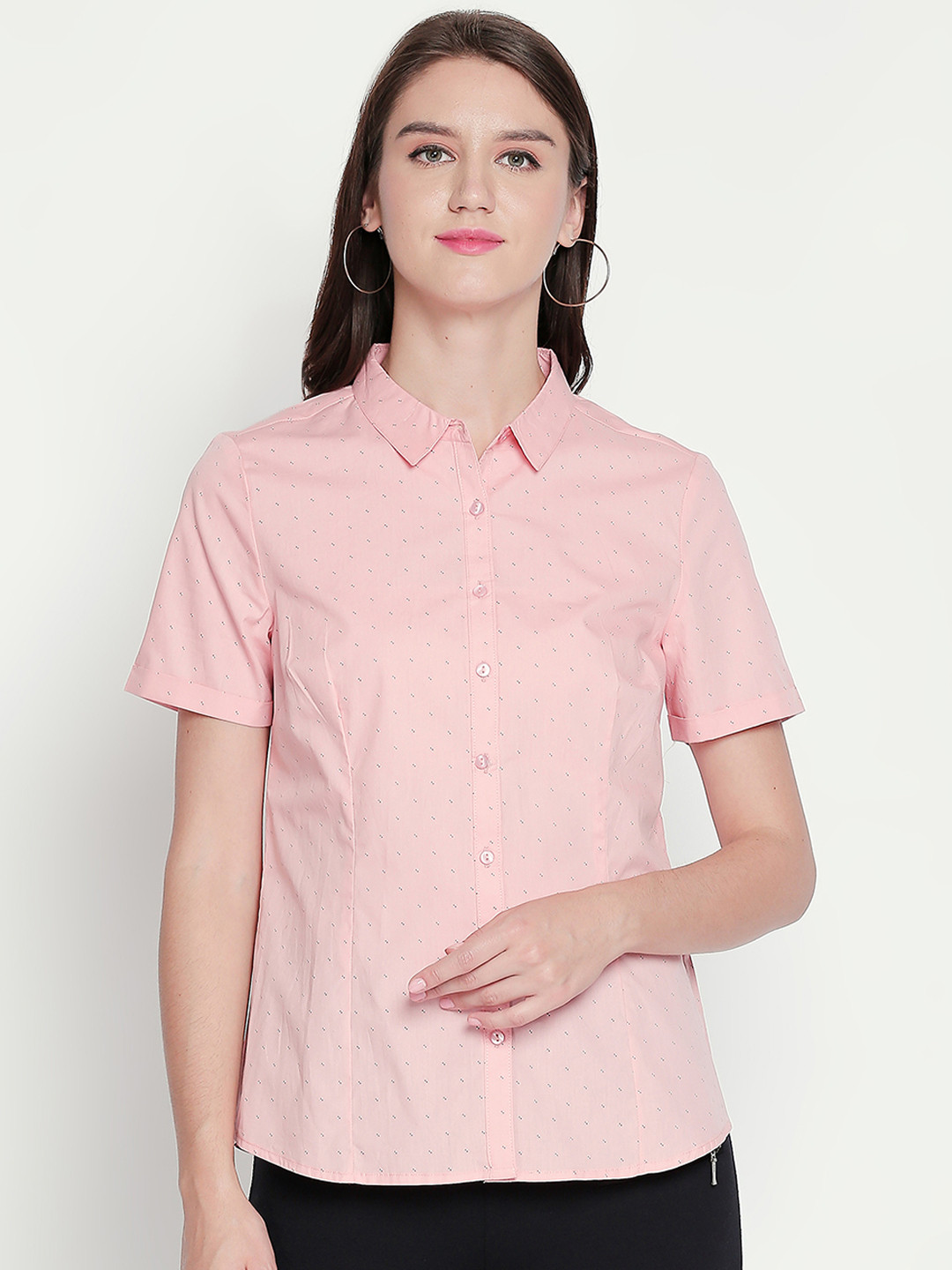 

Annabelle by Pantaloons Women Pink & Black Regular Fit Printed Casual Shirt