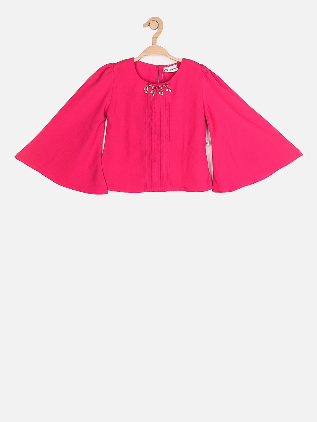 Peppermint Girls Fuchsia Pink Solid A-Line Top