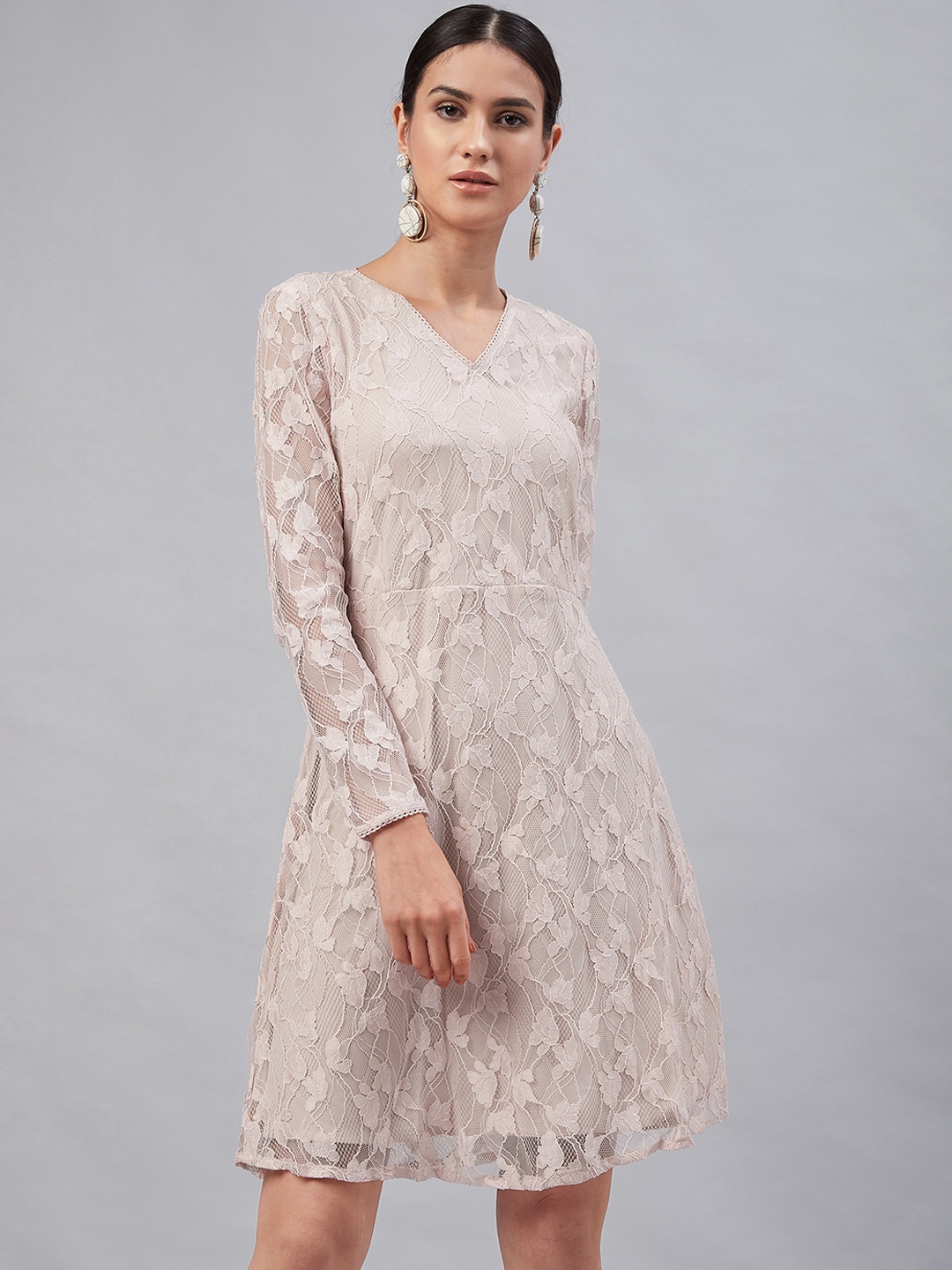 

Marie Claire Women Nude Lace Fit and Flare Dress