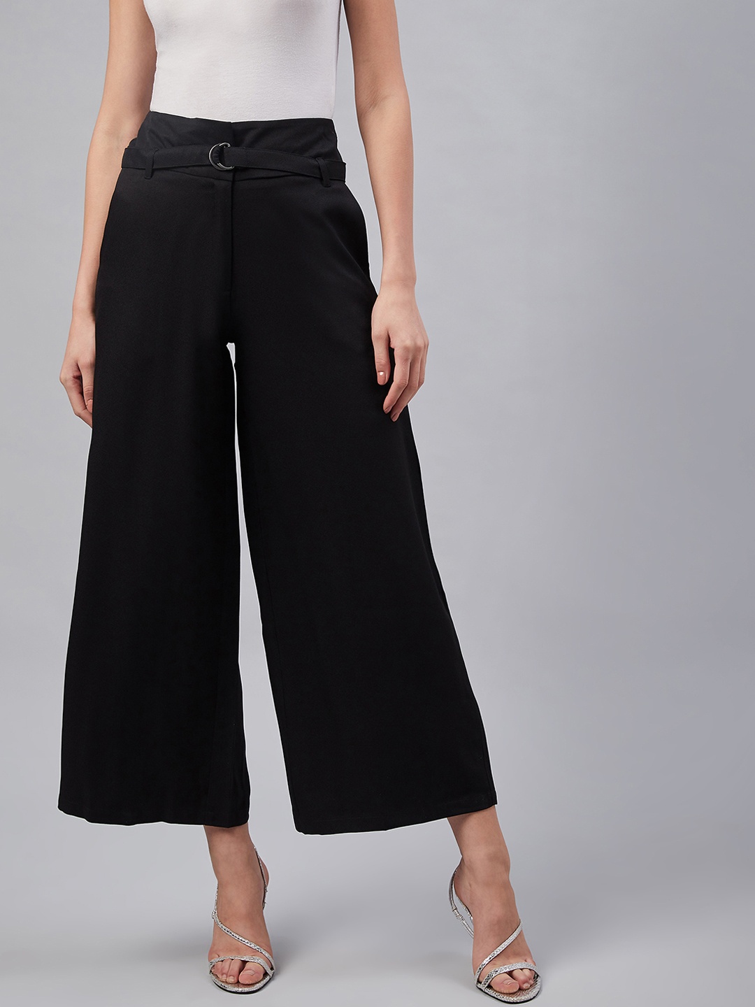 

Marie Claire Women Black Regular Fit Solid Regular Trousers
