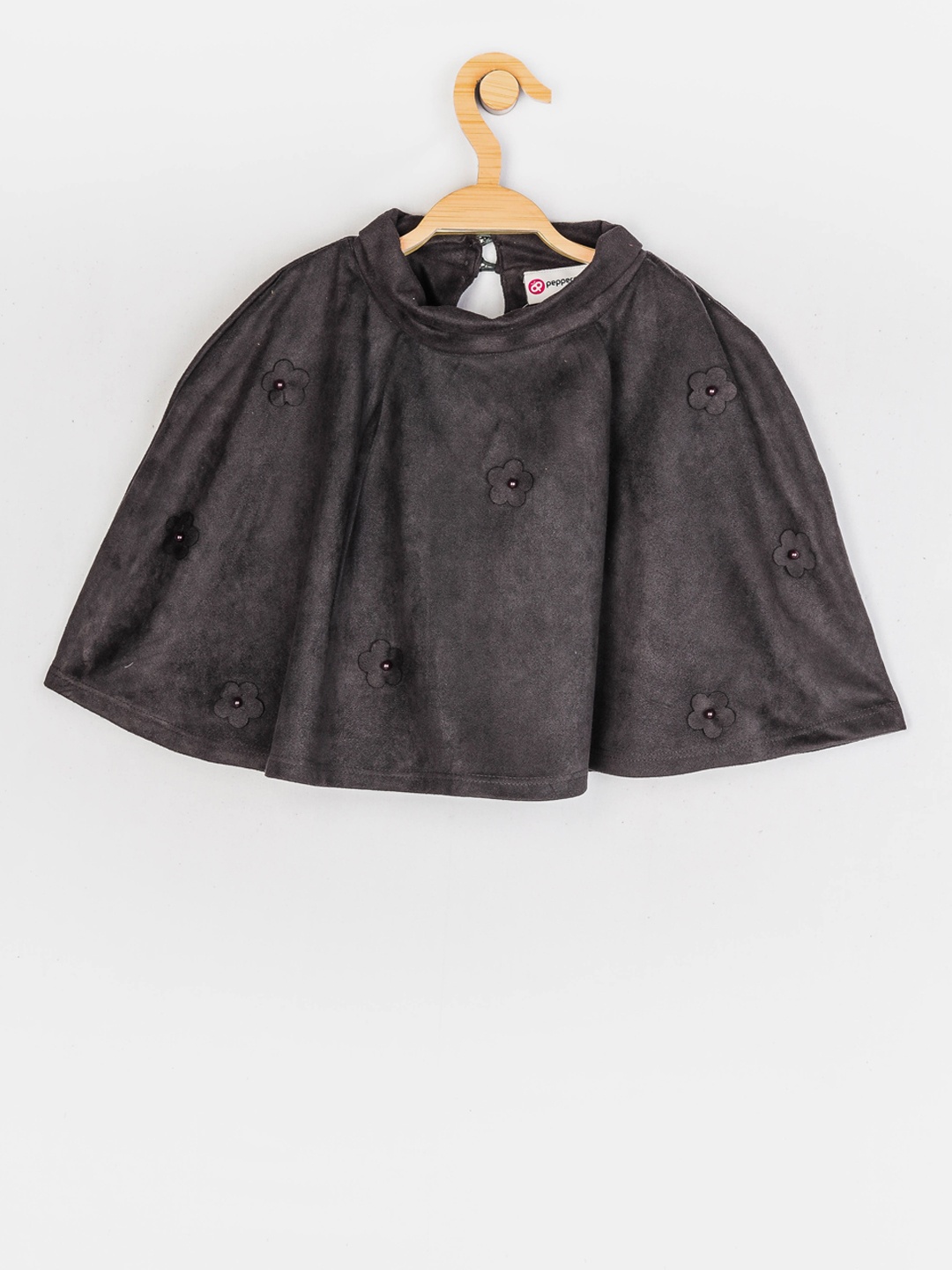 

Peppermint Girls Grey Solid Button Shrug
