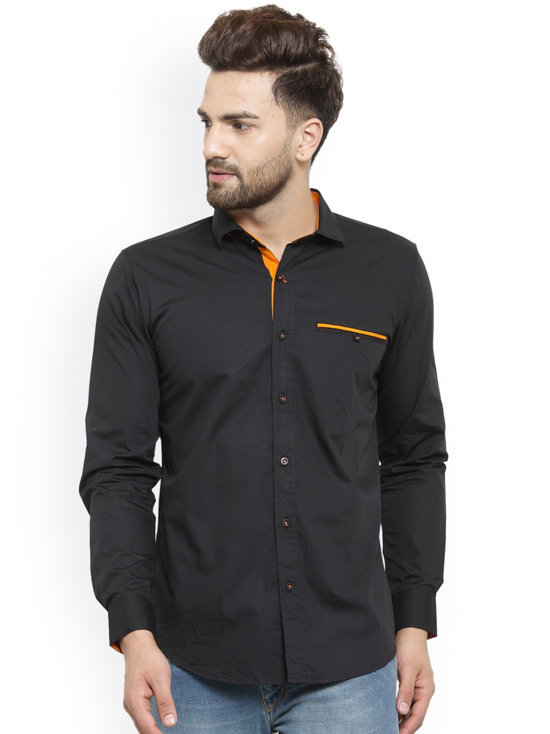 

Purple State Men Black Slim Fit Solid Casual Shirt