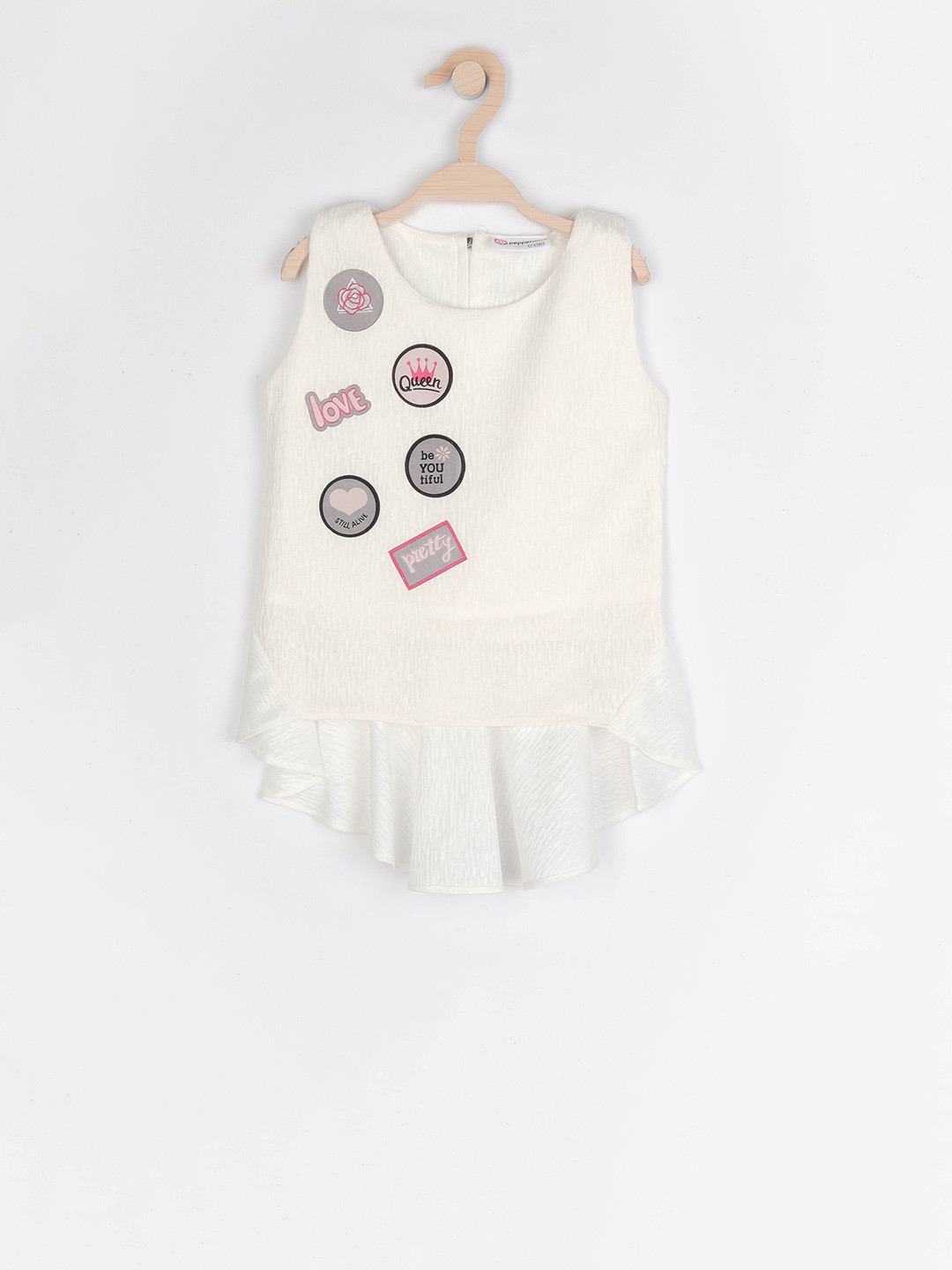 

Peppermint Girls Off-White Appliqued Top