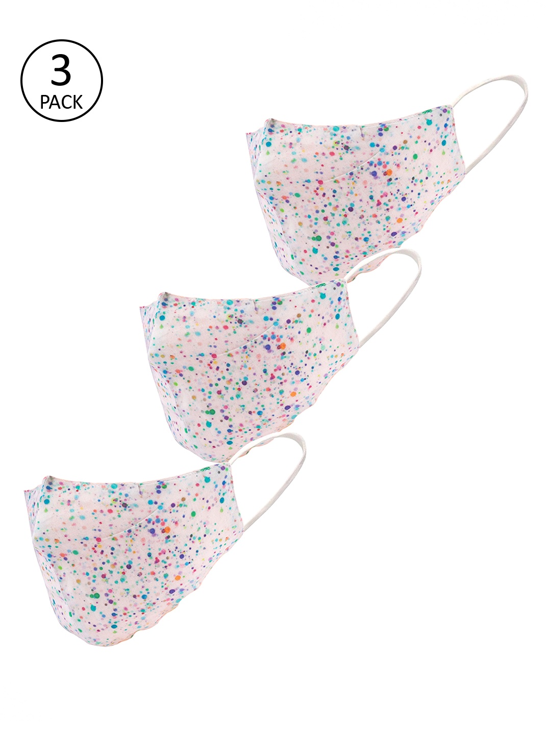 

LEGAL BRIBE Women 3-Pcs Off-White Printed 3-Ply Anti-Dust Reusable Masks