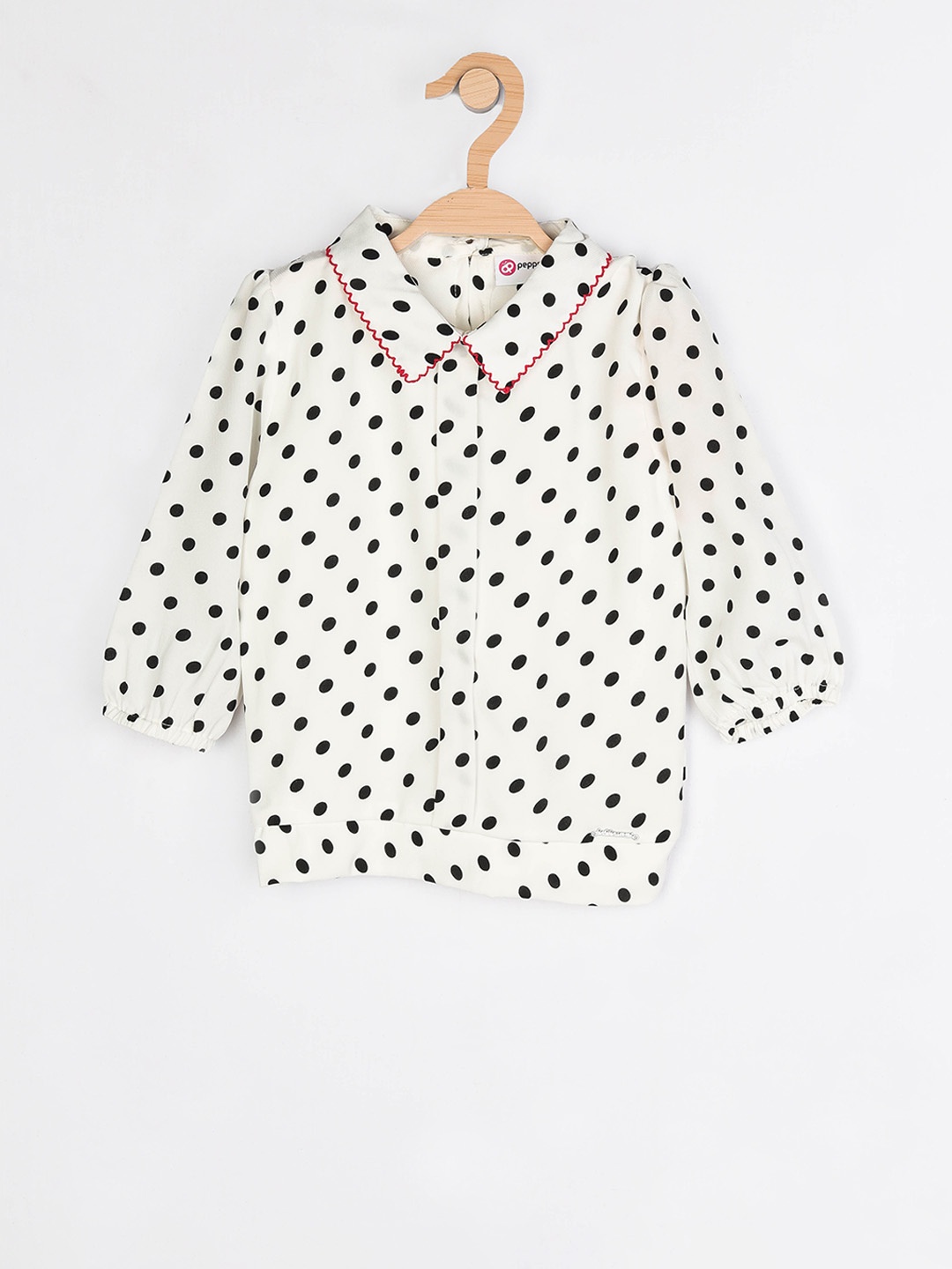 Peppermint Girls White & Black Printed Top