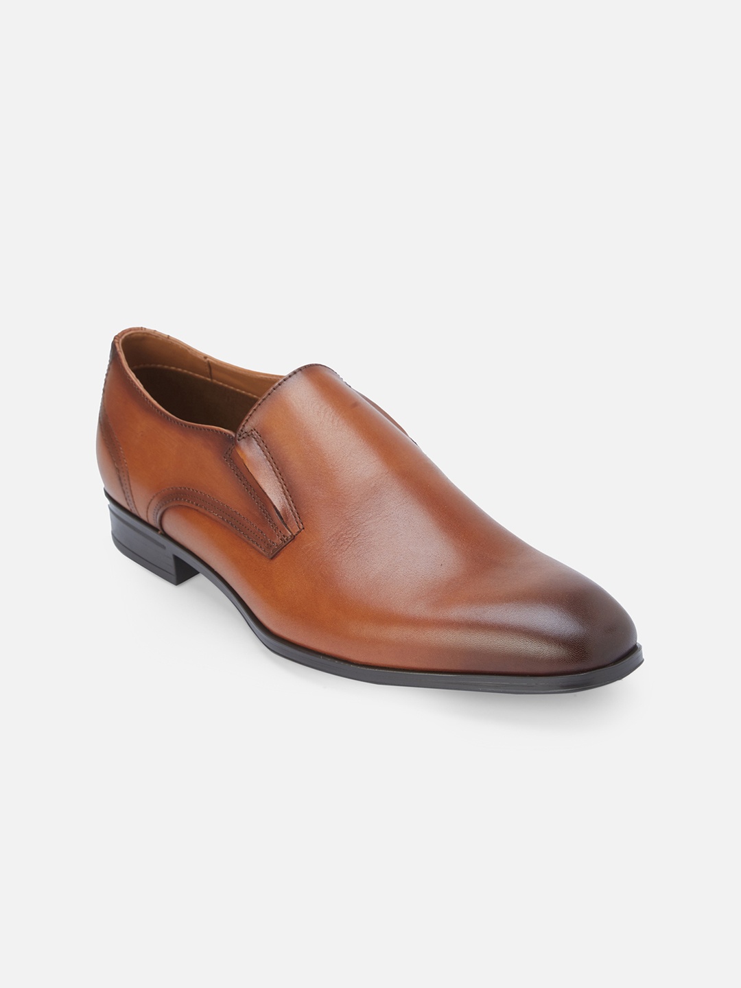 

ALDO Men Camel Brown Solid Leather Formal Slip-Ons