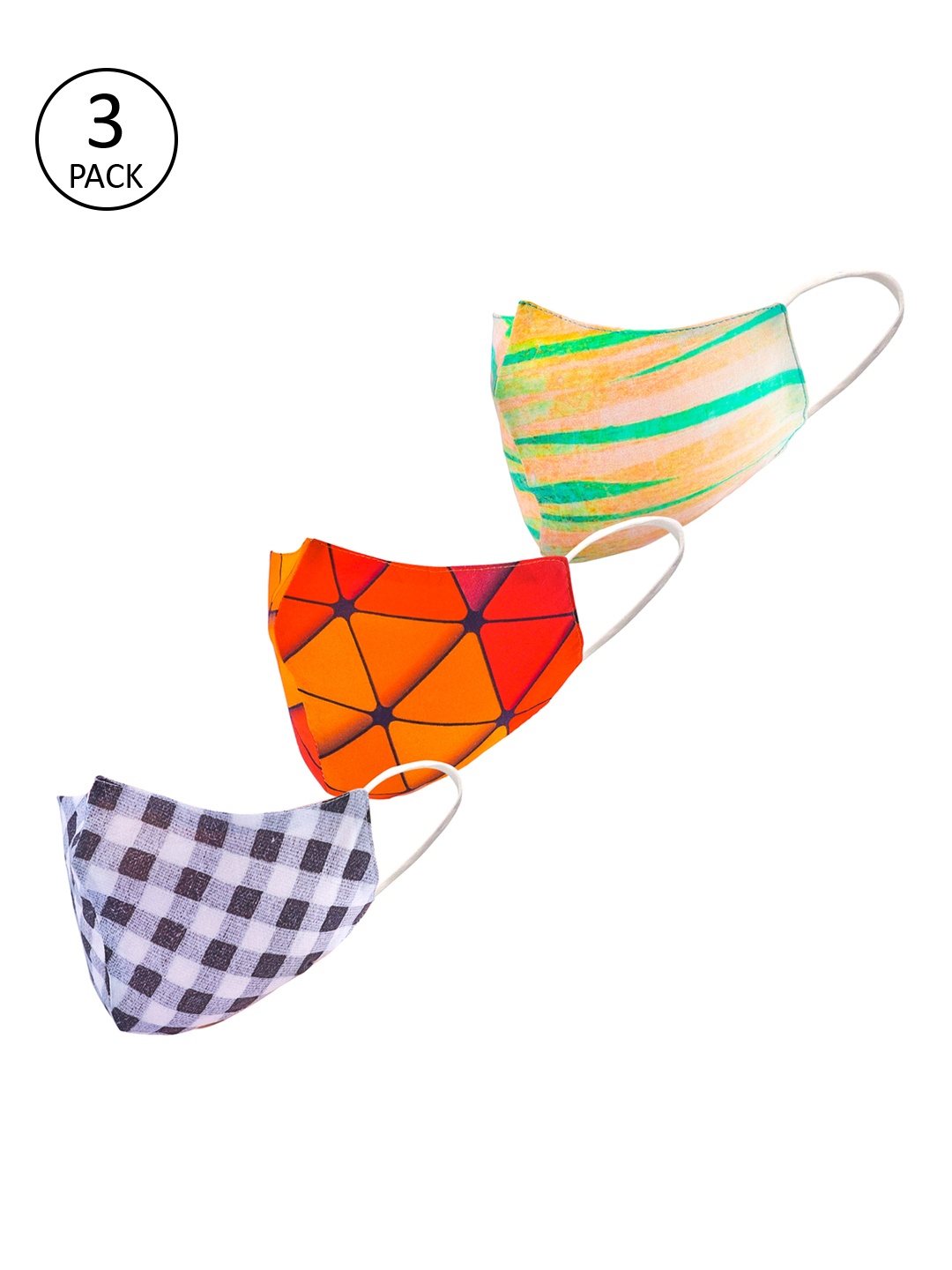 

LEGAL BRIBE Women 3 Pcs Printed 3-Ply Anti-Pollution Reusable Cloth Masks, Yellow