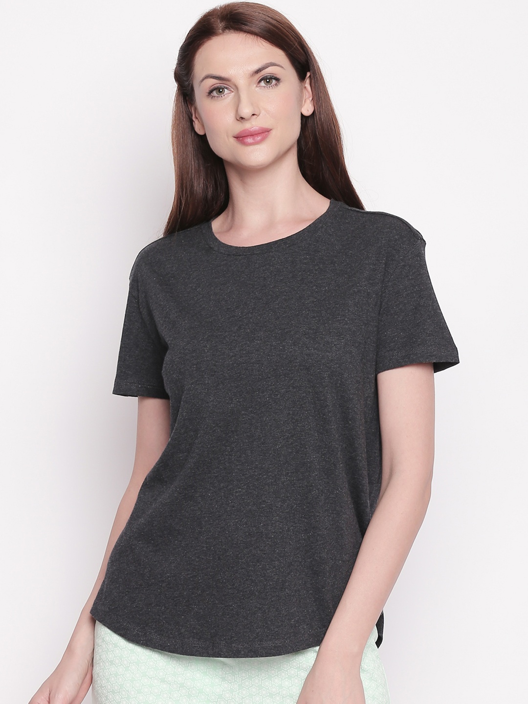 

Dreamz by Pantaloons Women Grey Solid Lounge T-Shirt