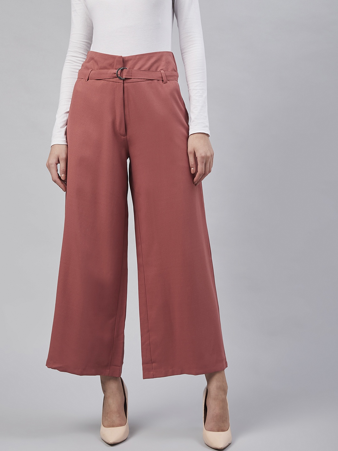 

Marie Claire Women Pink Regular Fit Solid Parallel trousers