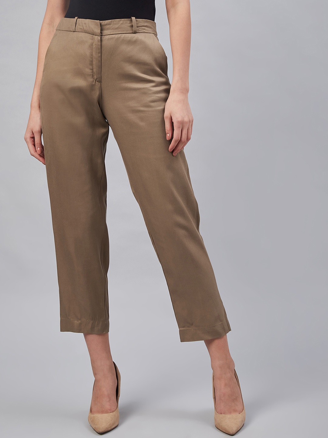 

Marie Claire Women Brown Regular Fit Solid Formal Trousers