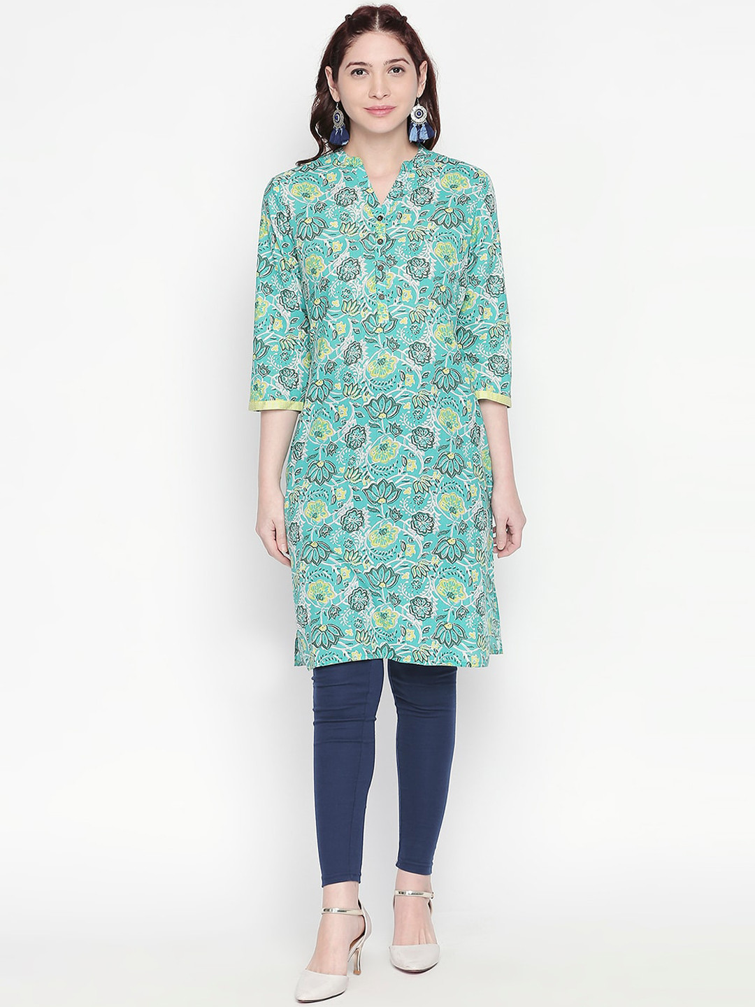 

RANGMANCH BY PANTALOONS Women Multicoloured Floral Print Straight Kurta, Multi