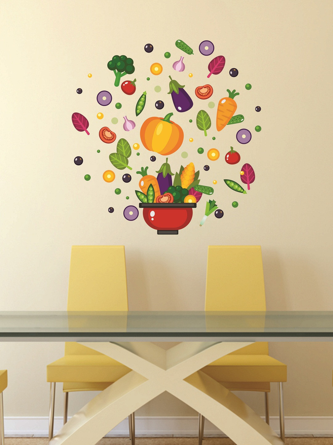 

WALLSTICK Red & Yellow Vegetable Basket Large Vinyl Sticker