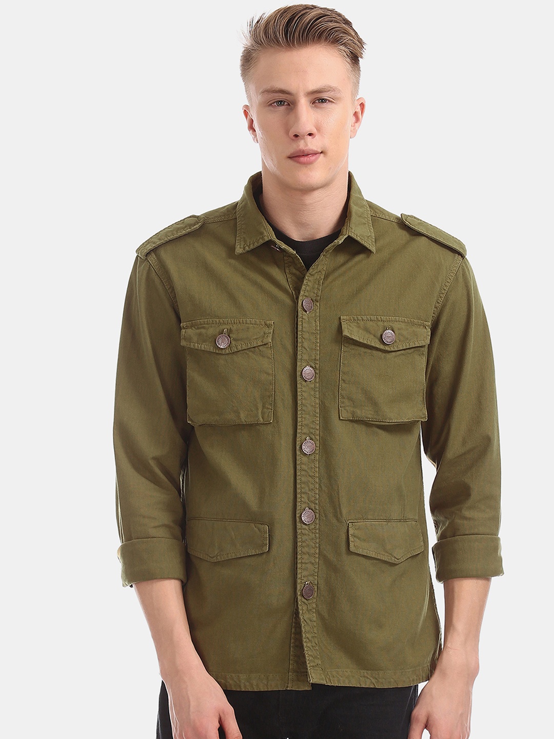 

Cherokee Men Green Solid Tailored Jacket