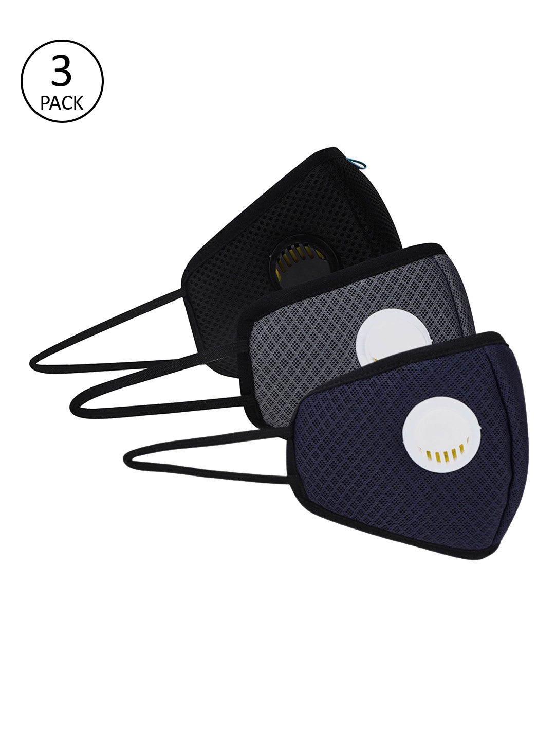 

Fresh Filter Unisex Pack of 3 Pcs Multicoloured 6-Ply Protective Outdoor Masks With Valve, Multi
