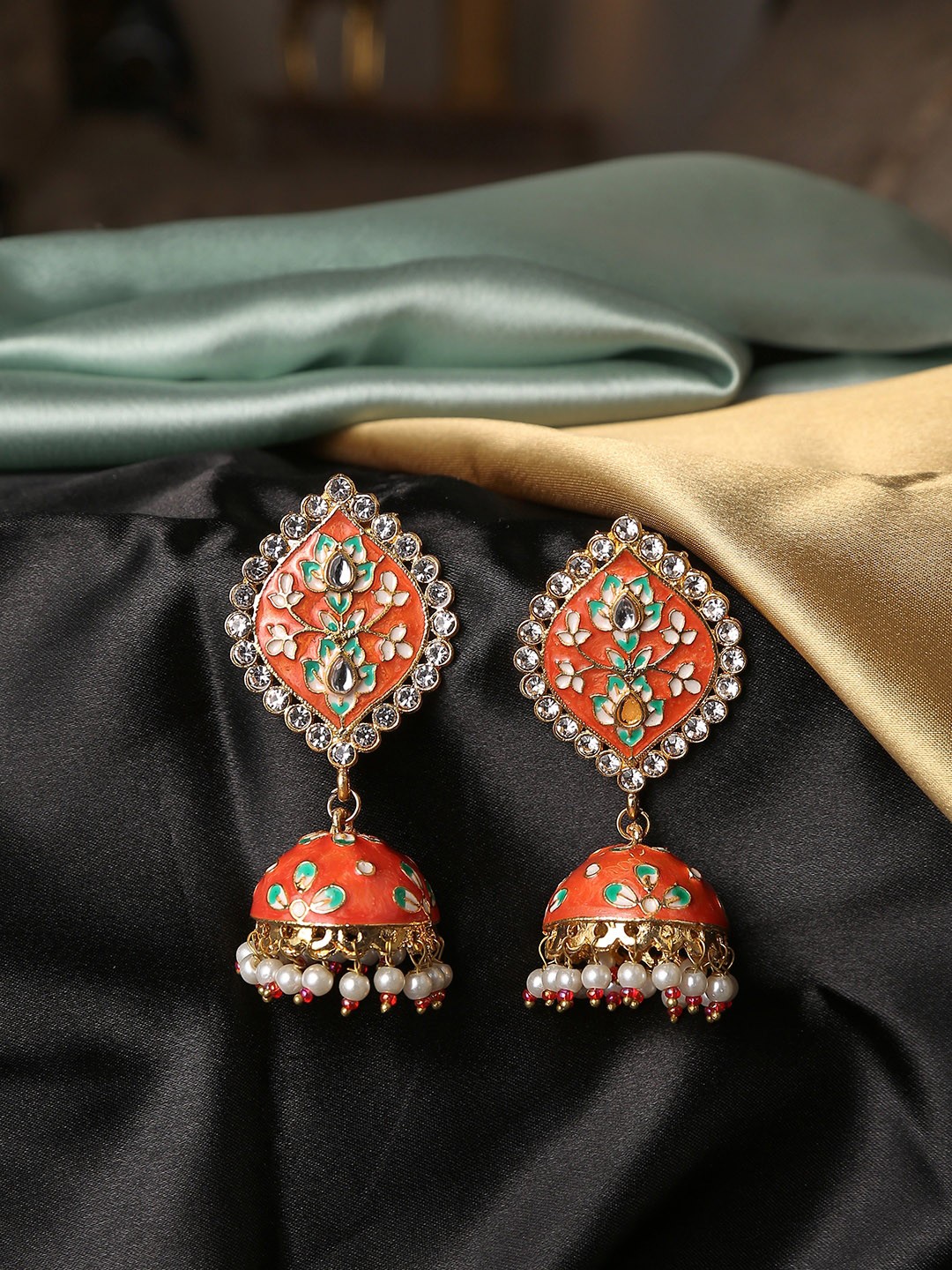 

Infuzze Orange Dome Shaped Jhumkas
