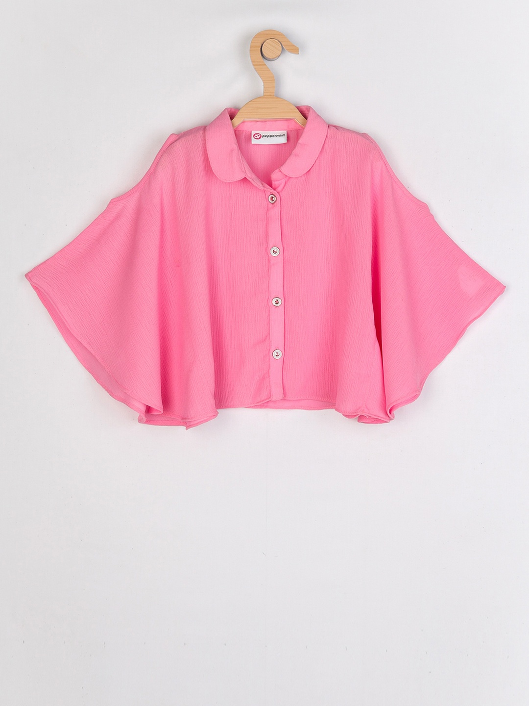 

Peppermint Girls Pink Solid Shirt Style Top
