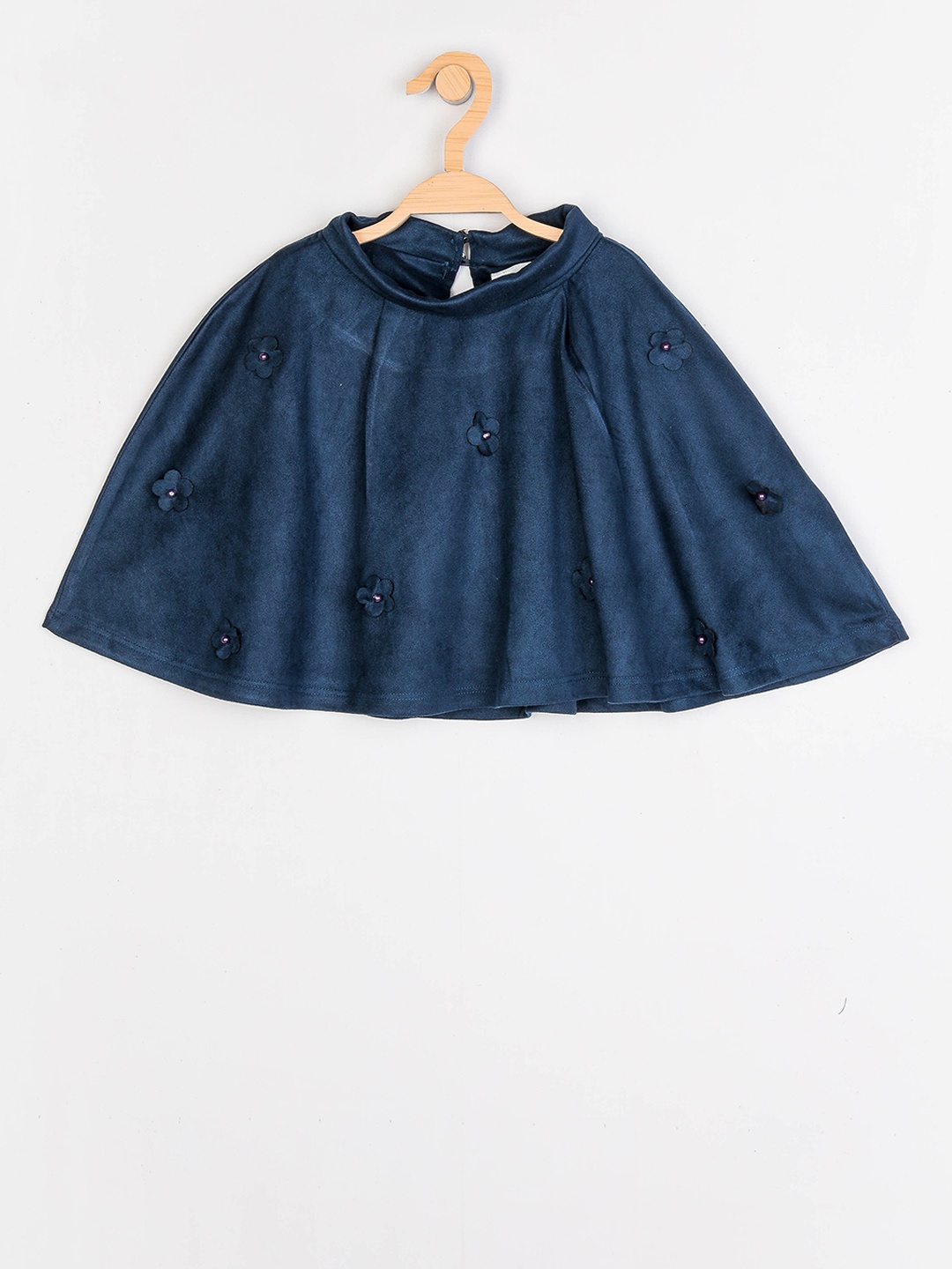

Peppermint Girls Navy Blue Self Design Poncho