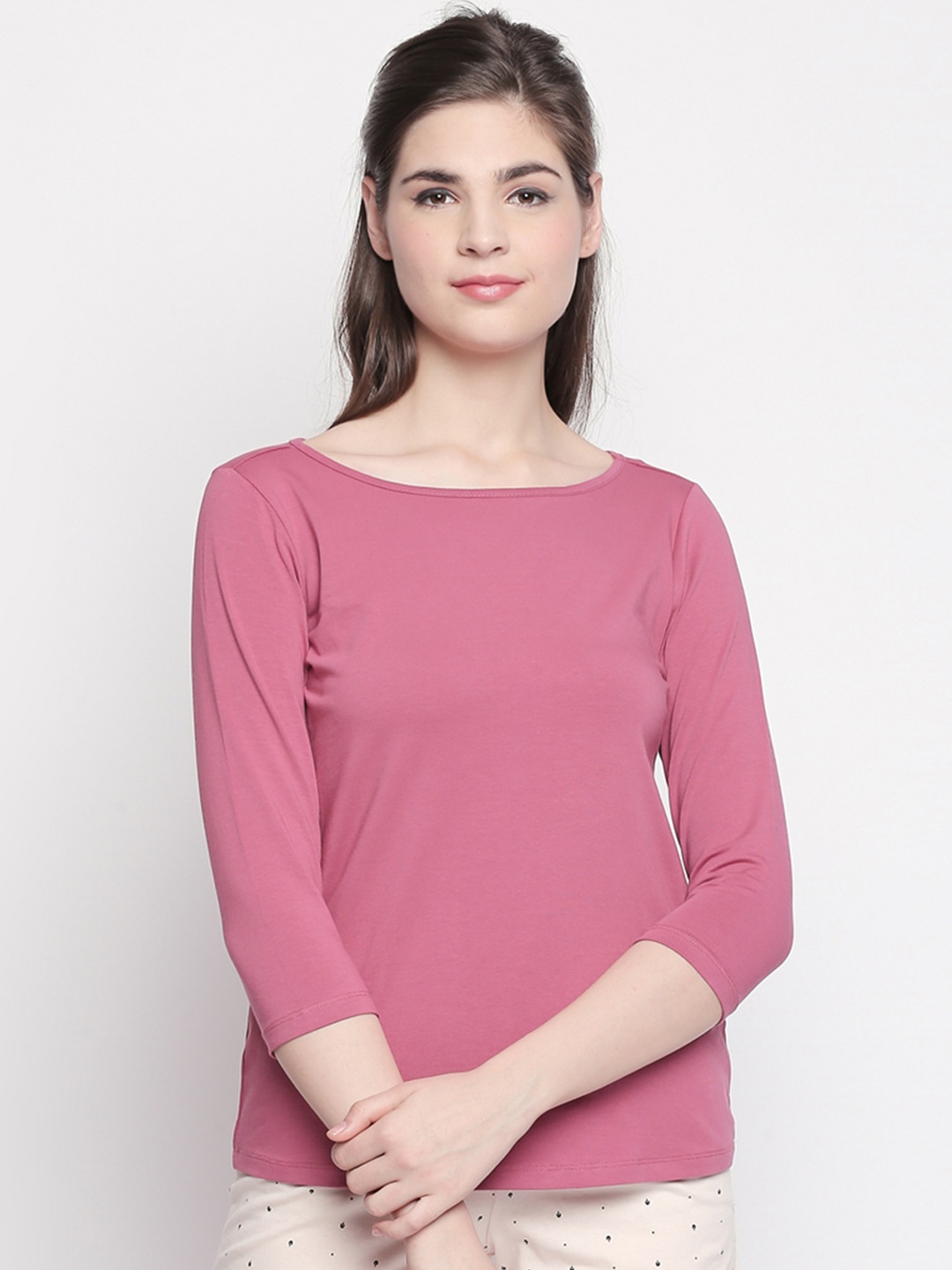 

Dreamz by Pantaloons Women Pink Solid Lounge T-shirt