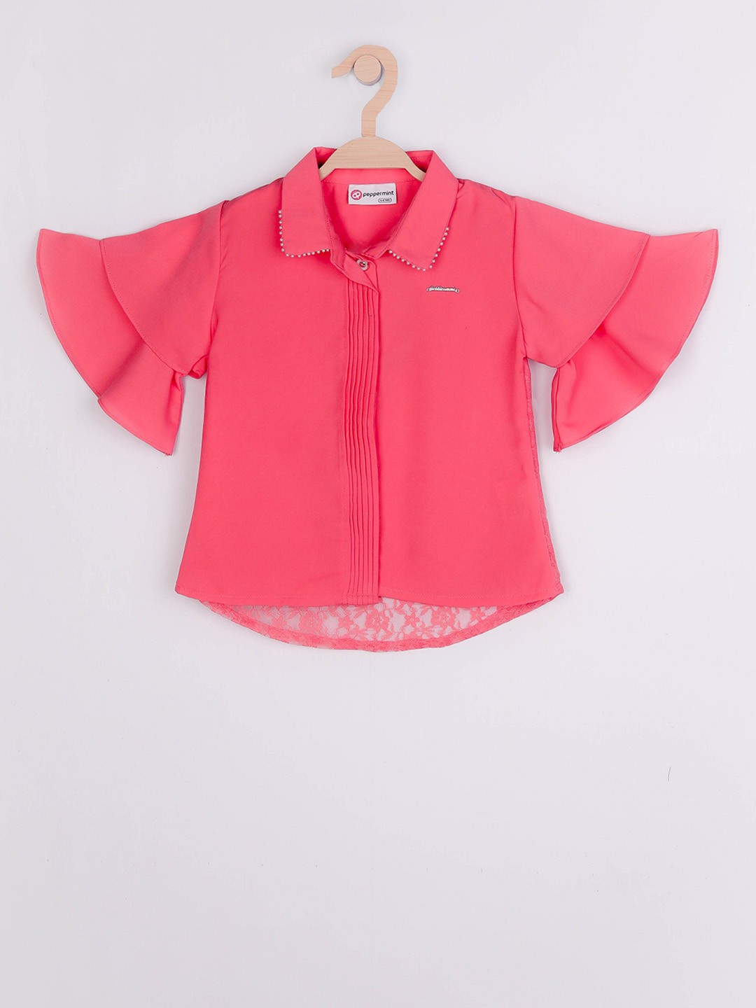 

Peppermint Girls Pink Solid Shirt Style Top
