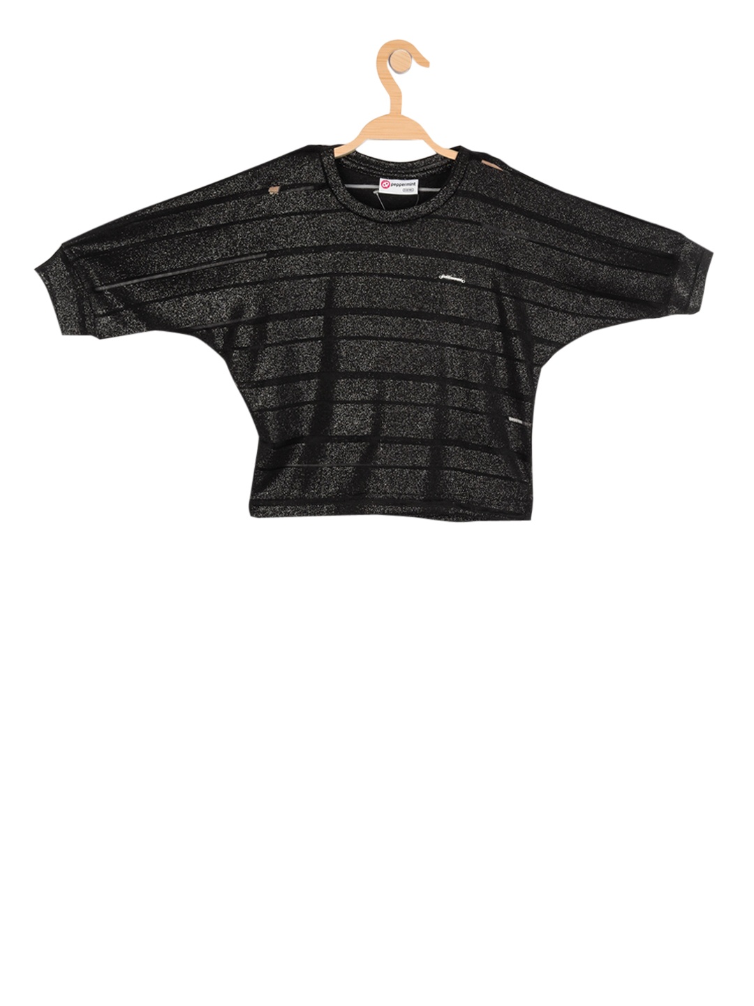 

Peppermint Girls Black Striped Top