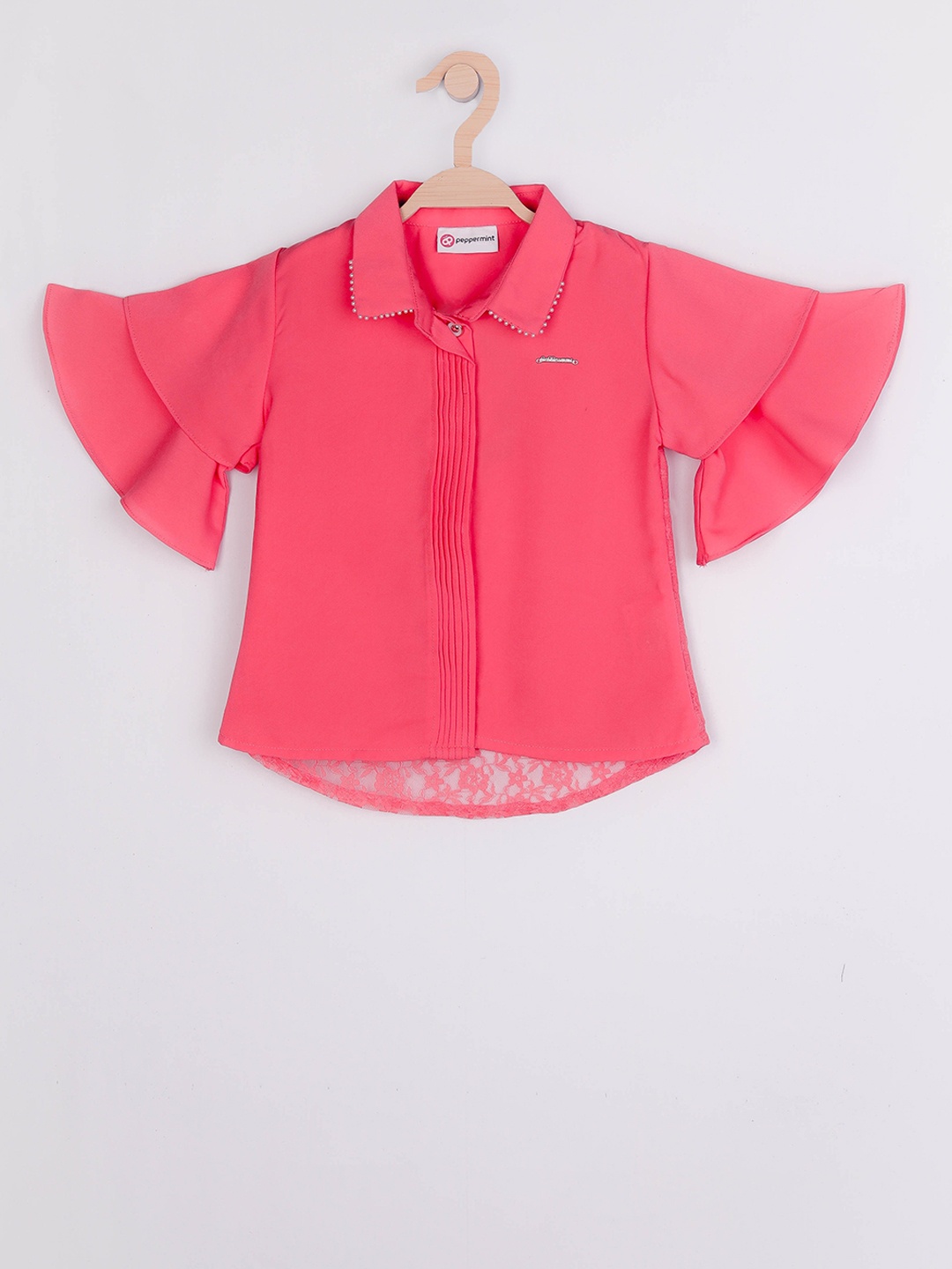 Peppermint Girls Pink Solid Shirt Style Top