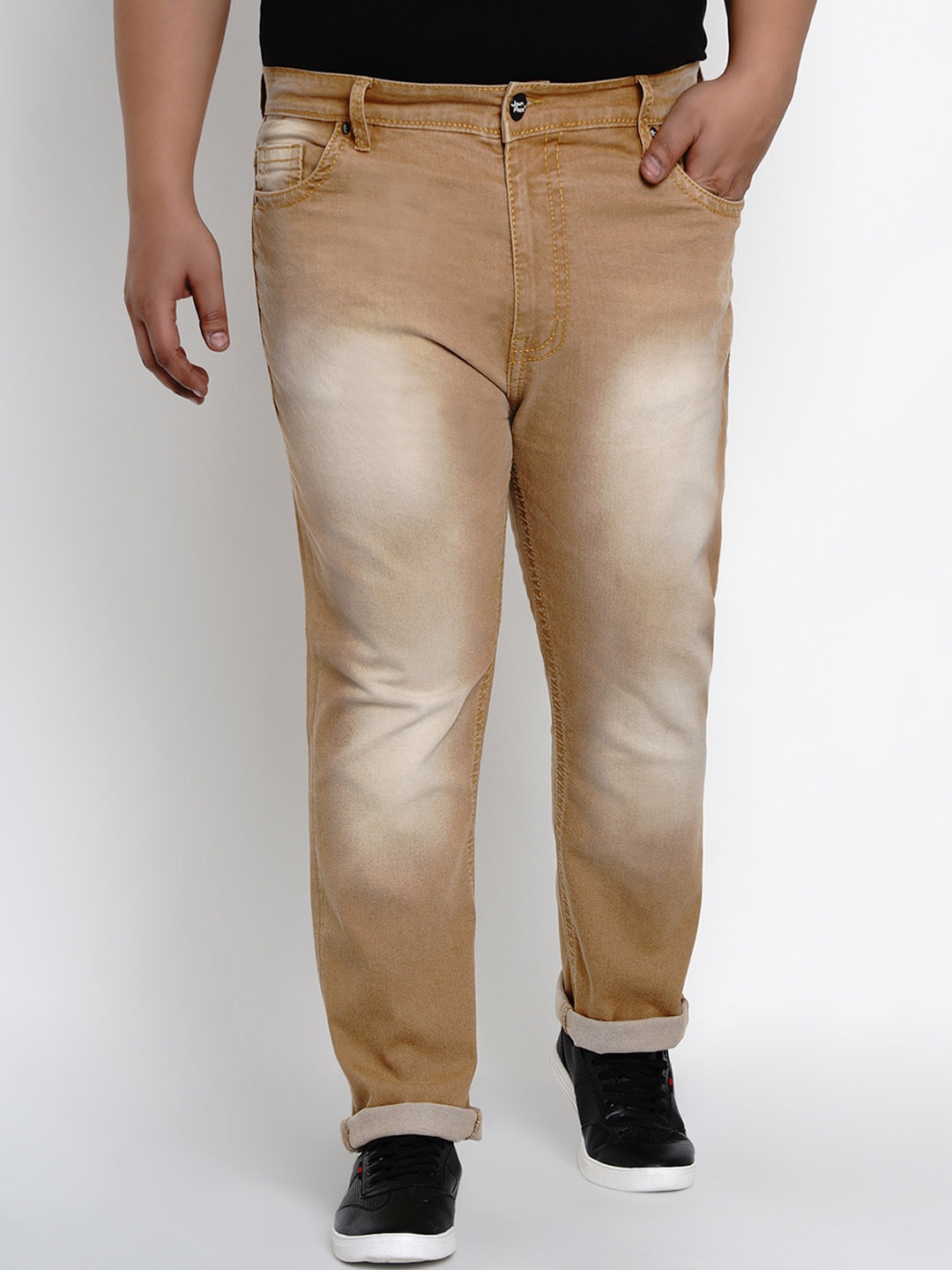 

Plus Size Men Khaki Regular Fit Mid-Rise Clean Look Stretchable Jeans