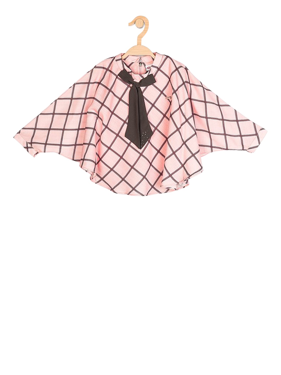 

Peppermint Girls Peach & Olive Green Checked Top