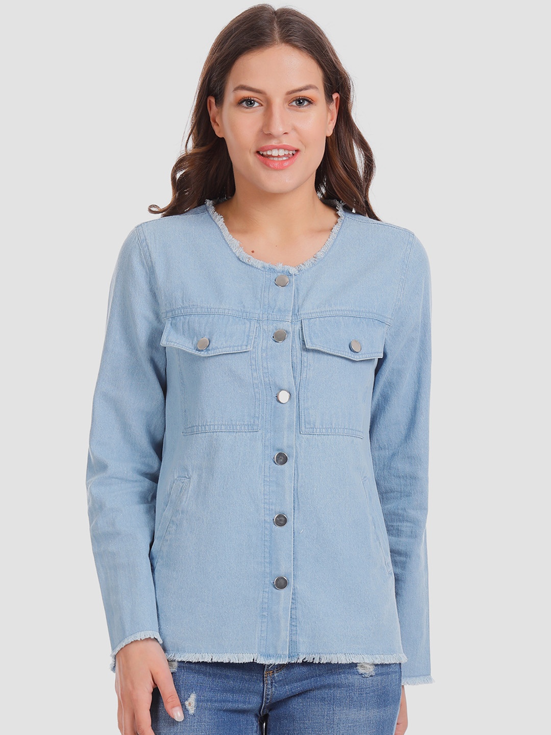 

Cherokee Women Blue Solid Tailored Jacket